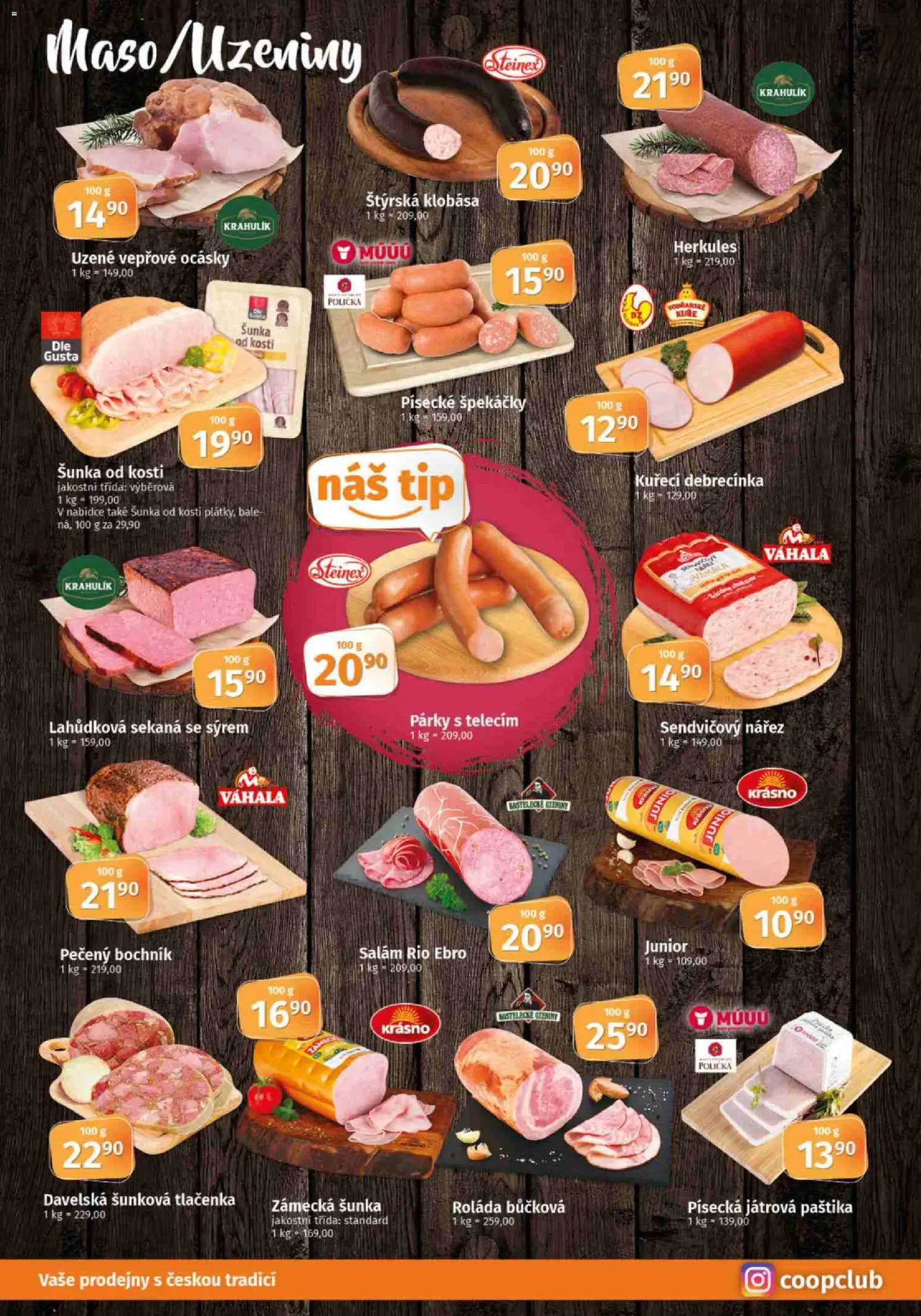 Konzum leták od 28.01.2026 | Strana: 2 | Produkty: Šunka, Sekaná, Tlačenka, Kuře