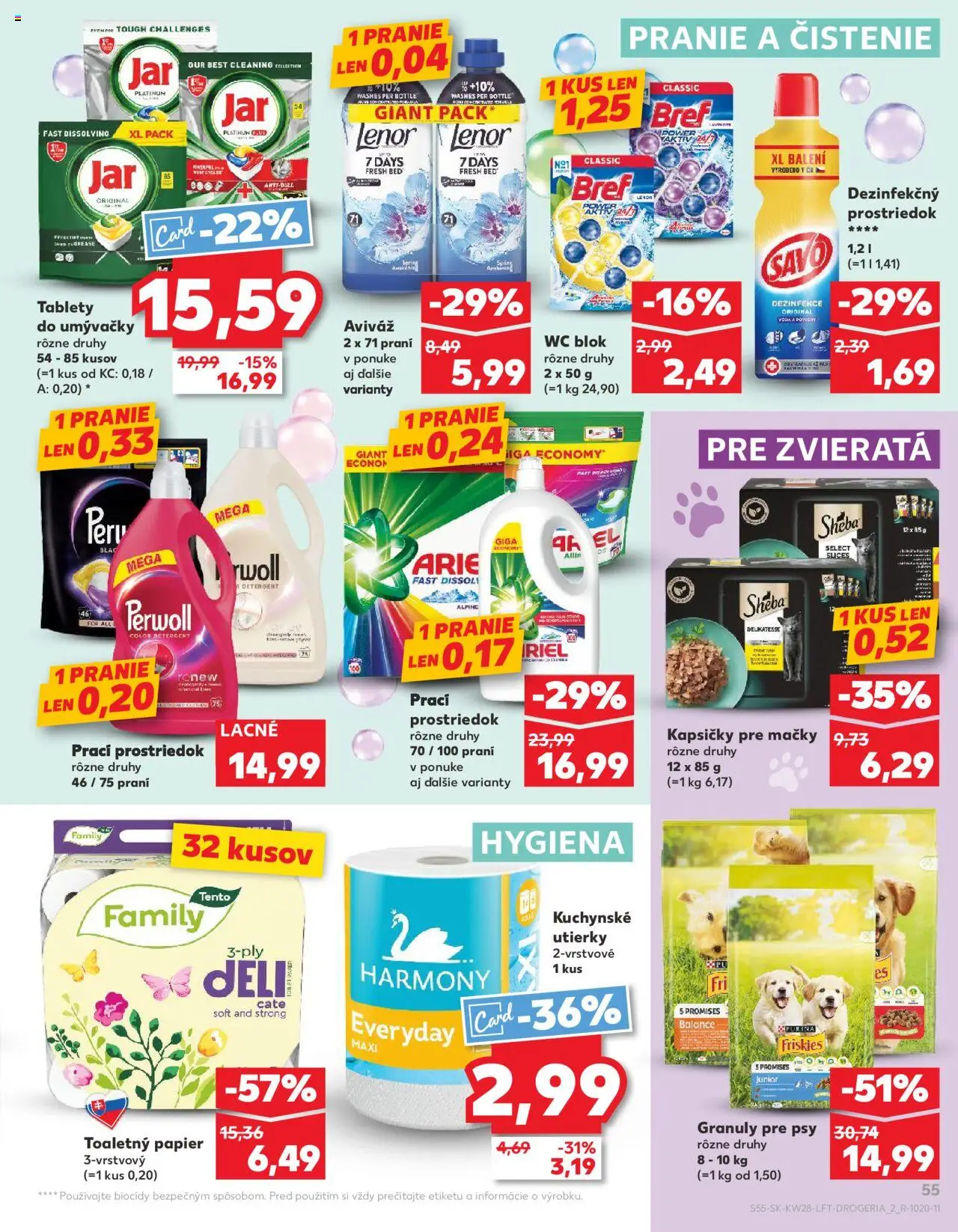 Kaufland Partizánske │ platný od 10.07.2025 | Strana: 55 | Produkty: Toaletný papier, Ariel, Jar, Lenor