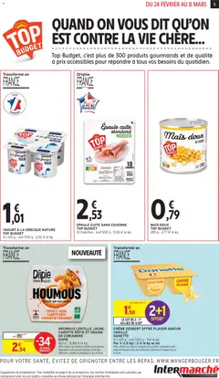 Intermarché - Prévisualisation de YAOURT À LA GRECQUE NATURE TOP BUDGET, 4 x 125 g - soit 500 g valide à partir de 24.02.2026 | Page: 5 | Produits: Poids, Coriandre, Porc, Carotte