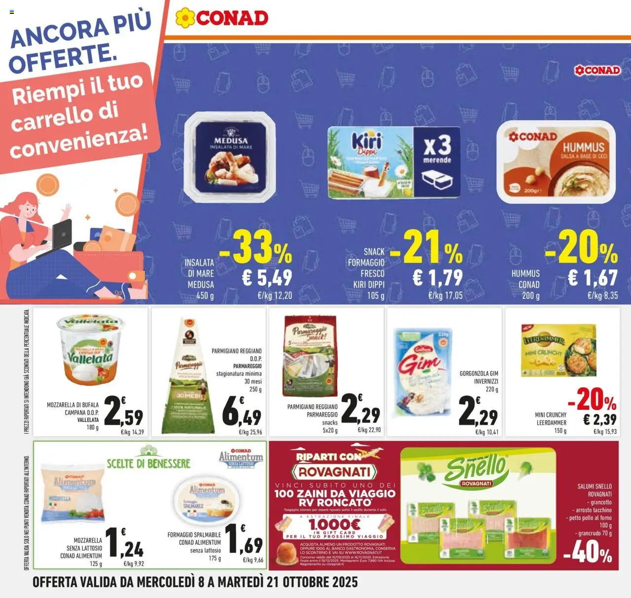 Volantino Conad del 08.10.2025 | Pagina: 34 | Prodotti: Tacchino, Mozzarella, Parmigiano reggiano, Parmigiano