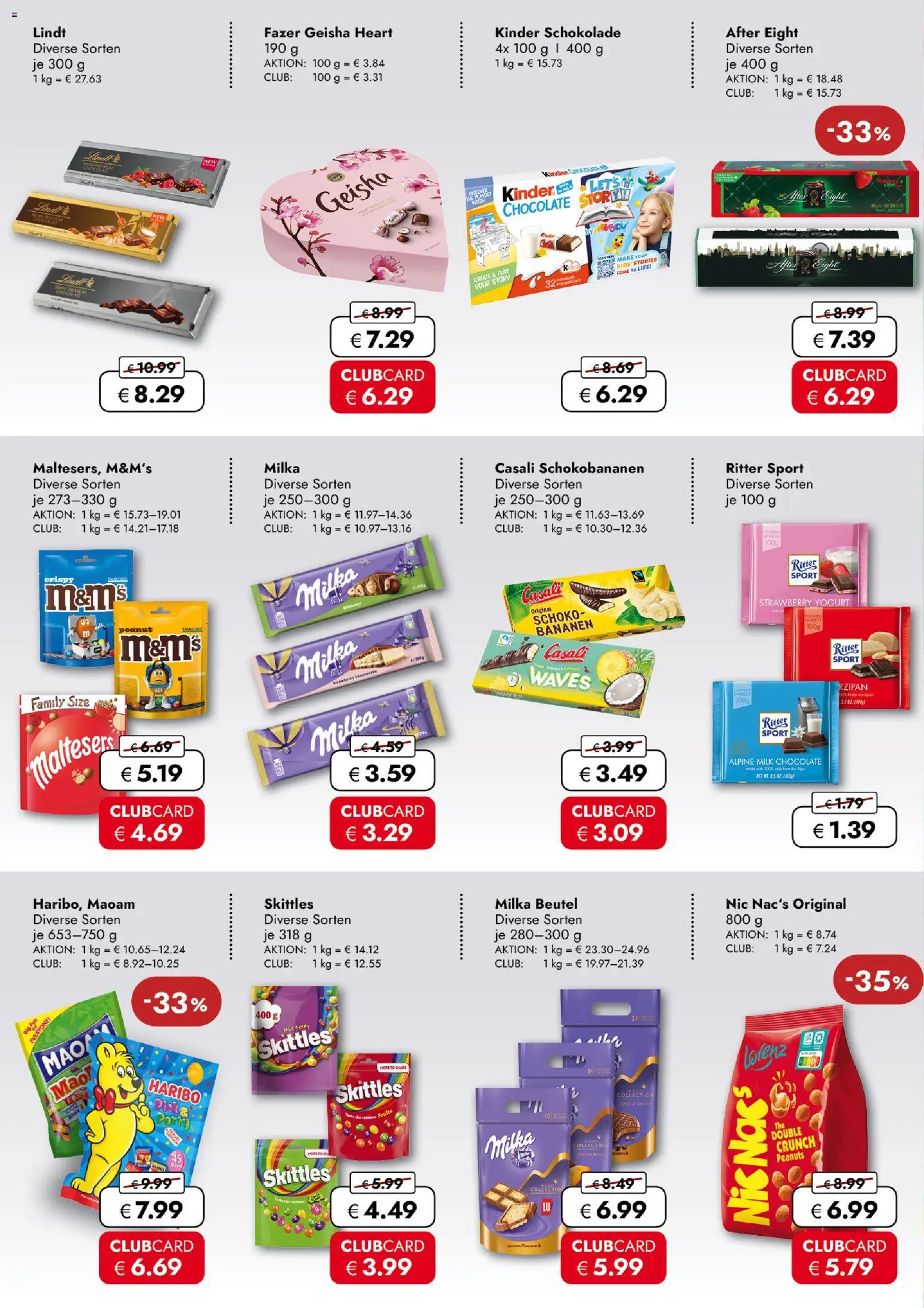 Travel Free  Aktionsangebote – gültig ab 20.03.2026 | Seite: 6 | Produkte: Kinder schokolade, M&M's, Milka, Lindt