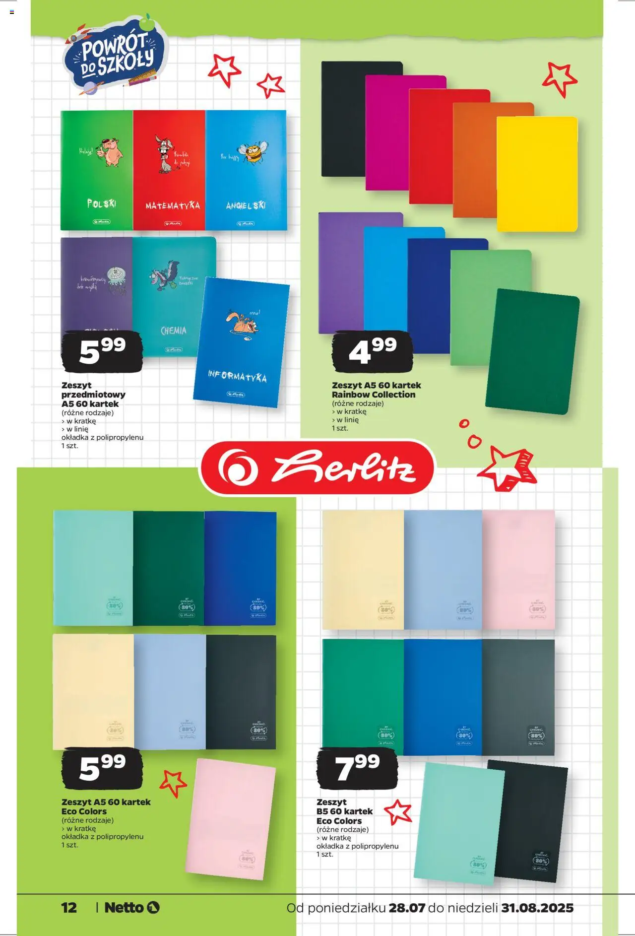 Netto gazetka - Katalog BTS od 28.07.2025 | Strona: 12 | Produkty: Zeszyt