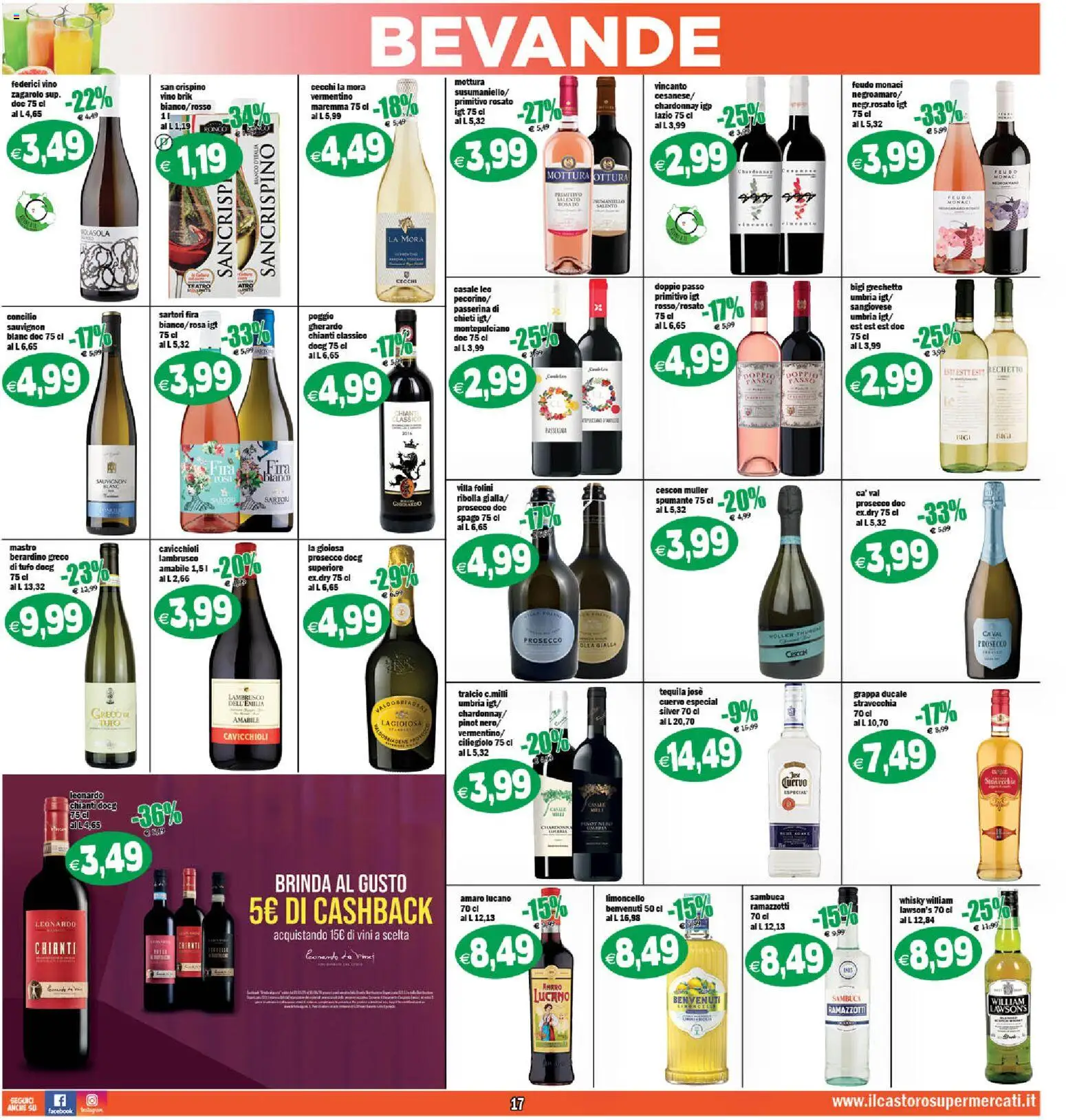 Volantino Il Castoro del 07.04.2026 | Pagina: 17 | Prodotti: Prosecco, Tequila, Grappa, Amaro