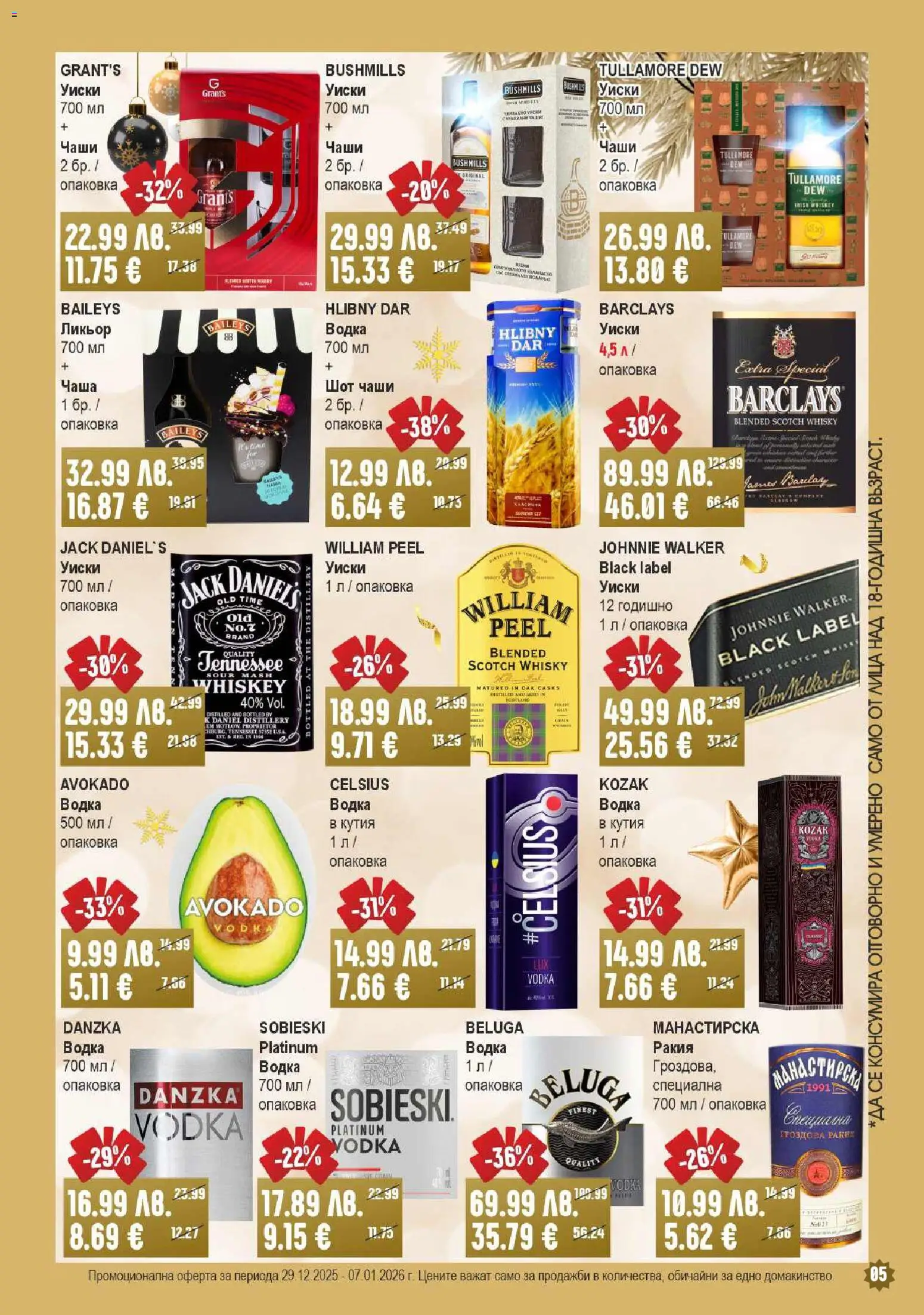 {H1} | Страница: 5 | Продукти: Чаша, Водка, Уиски, Ракия