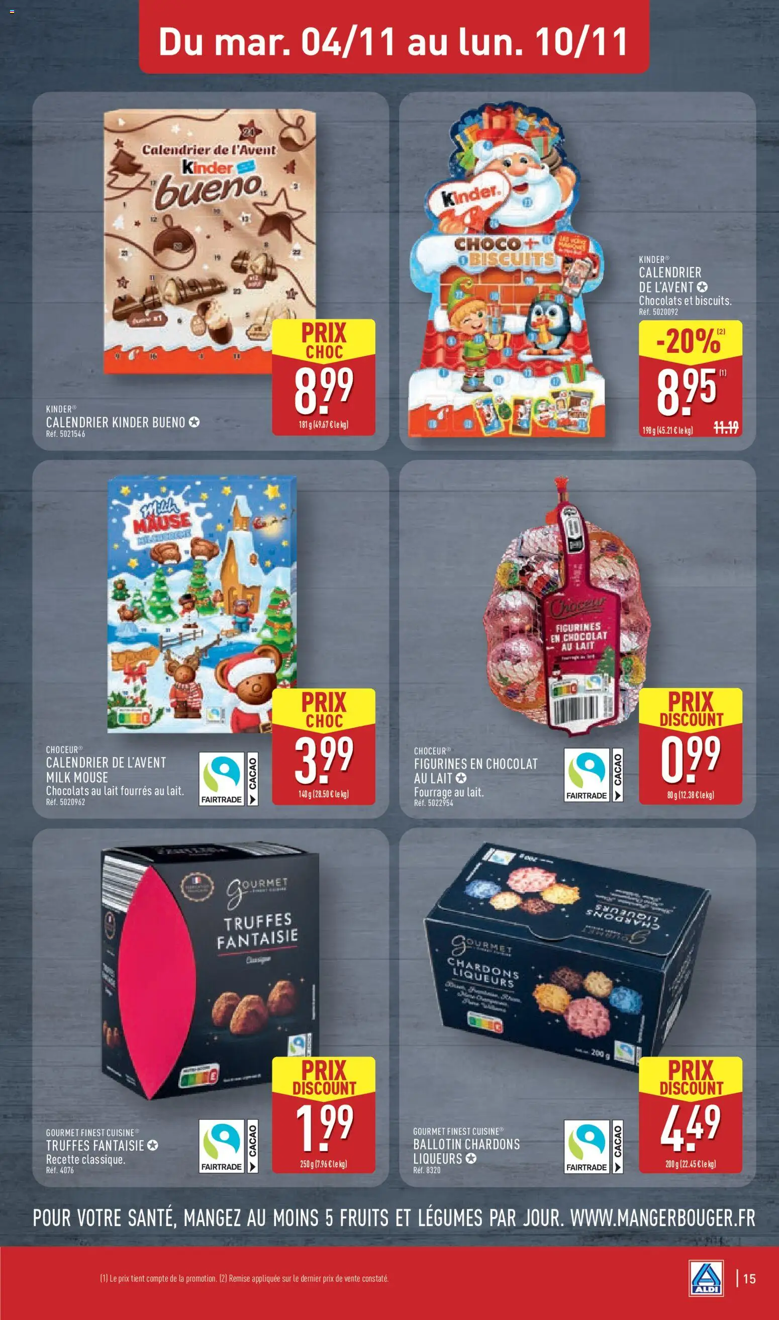 {H1} | Page: 18 | Produits: Calendrier, Chardons liqueurs, Lait, Calendrier de l'avent kinder