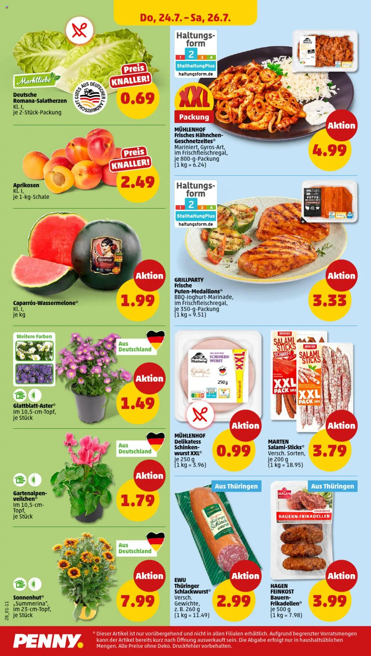 Penny Prospekt 	 - gültig ab dem 21.07.2025 | Seite: 28 | Produkte: Hahnchen, Wurst, Schinken