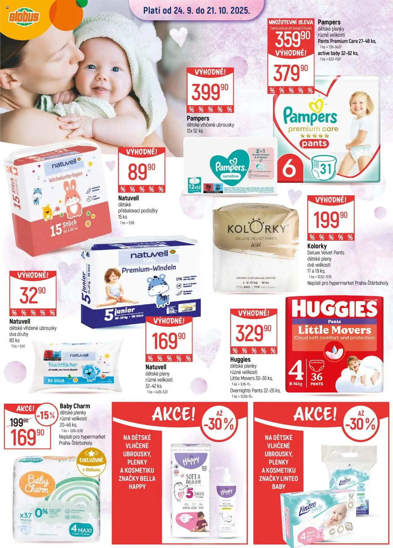 Globus leták - Trmice od 24.09.2025 | Strana: 3 | Produkty: Kalhotkové plenky, Pampers, Přebalovací podložky, Dětské pleny