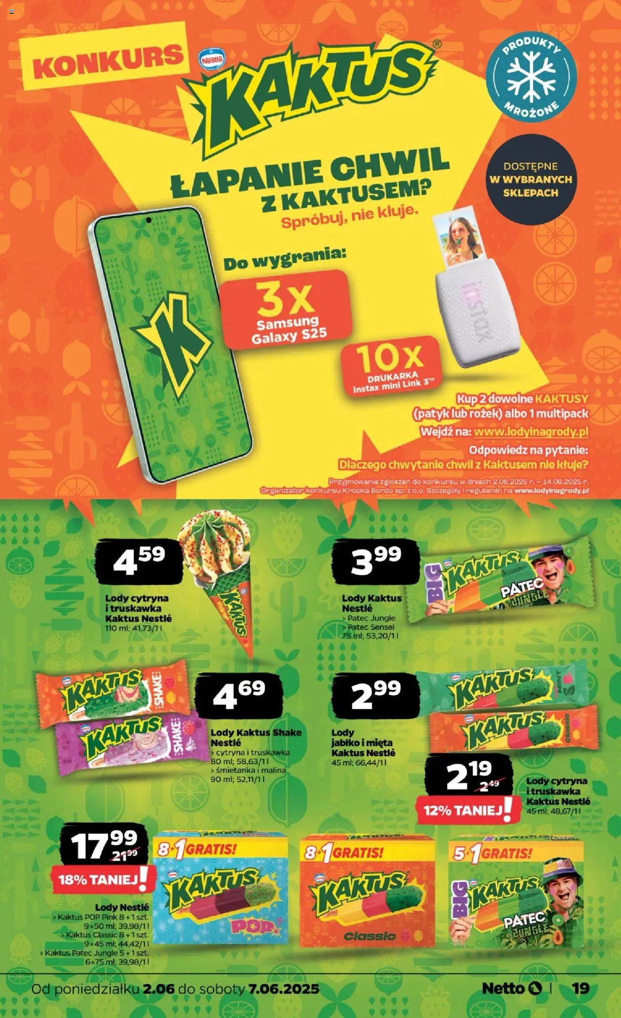 Netto gazetka - Spożywcza od 02.06.2025 | Strona: 19 | Produkty: Malina, Drukarka, Mięta, Lody Kaktus