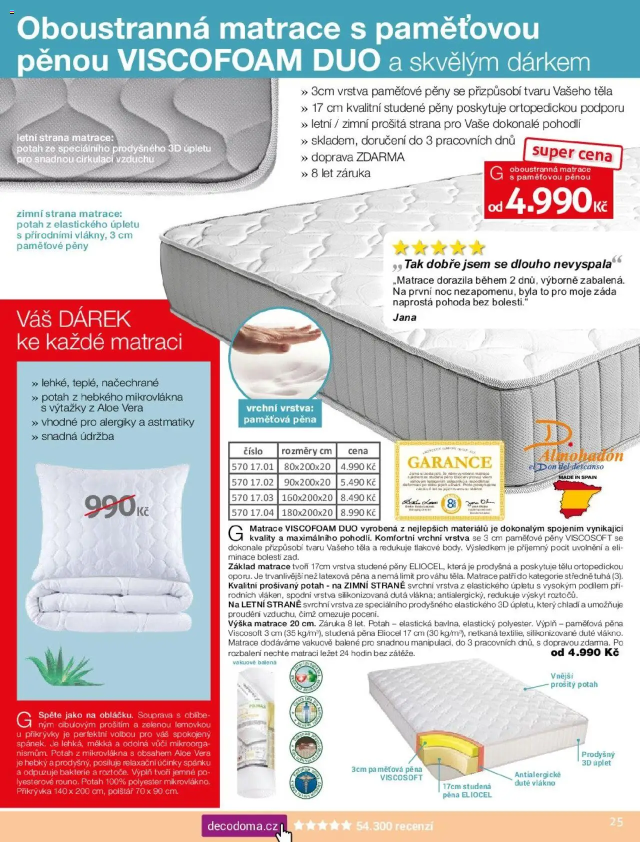 Decodoma katalog Léto 2025 od 17.04.2025 | Strana: 25 | Produkty: Aloe vera, Matrace, Polštář, Přikrývka