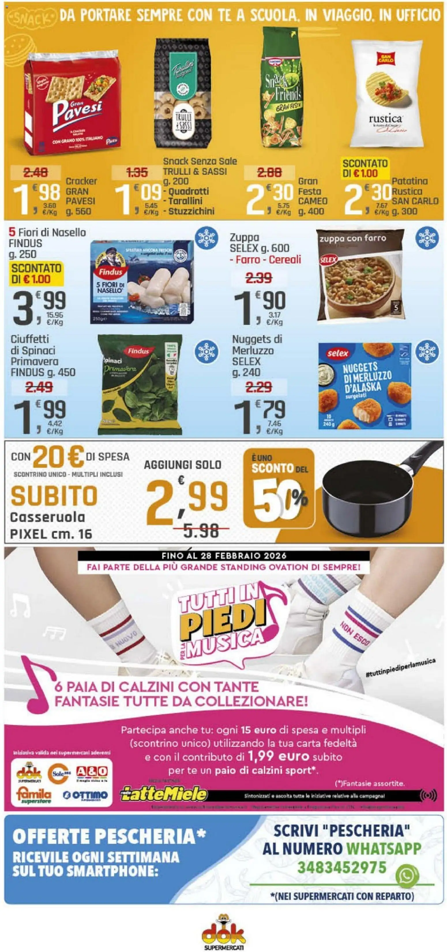 Volantino DOK del 19.02.2026 | Pagina: 13 | Prodotti: Merluzzo, Cereali, Calzini, Nuggets