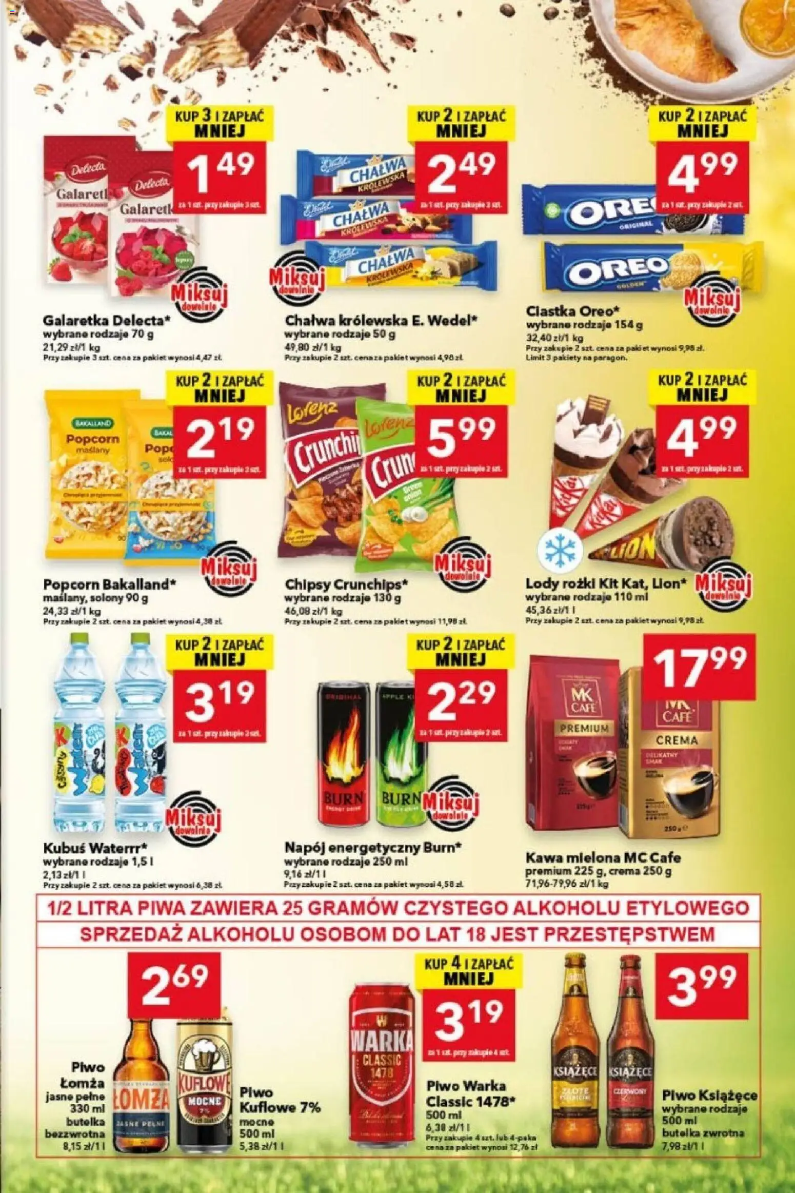 Lewiatan gazetka - Przepis na udany tydzień od 16.04.2026 | Strona: 3 | Produkty: Lody rożki, Piwo, Ciastka, Lody