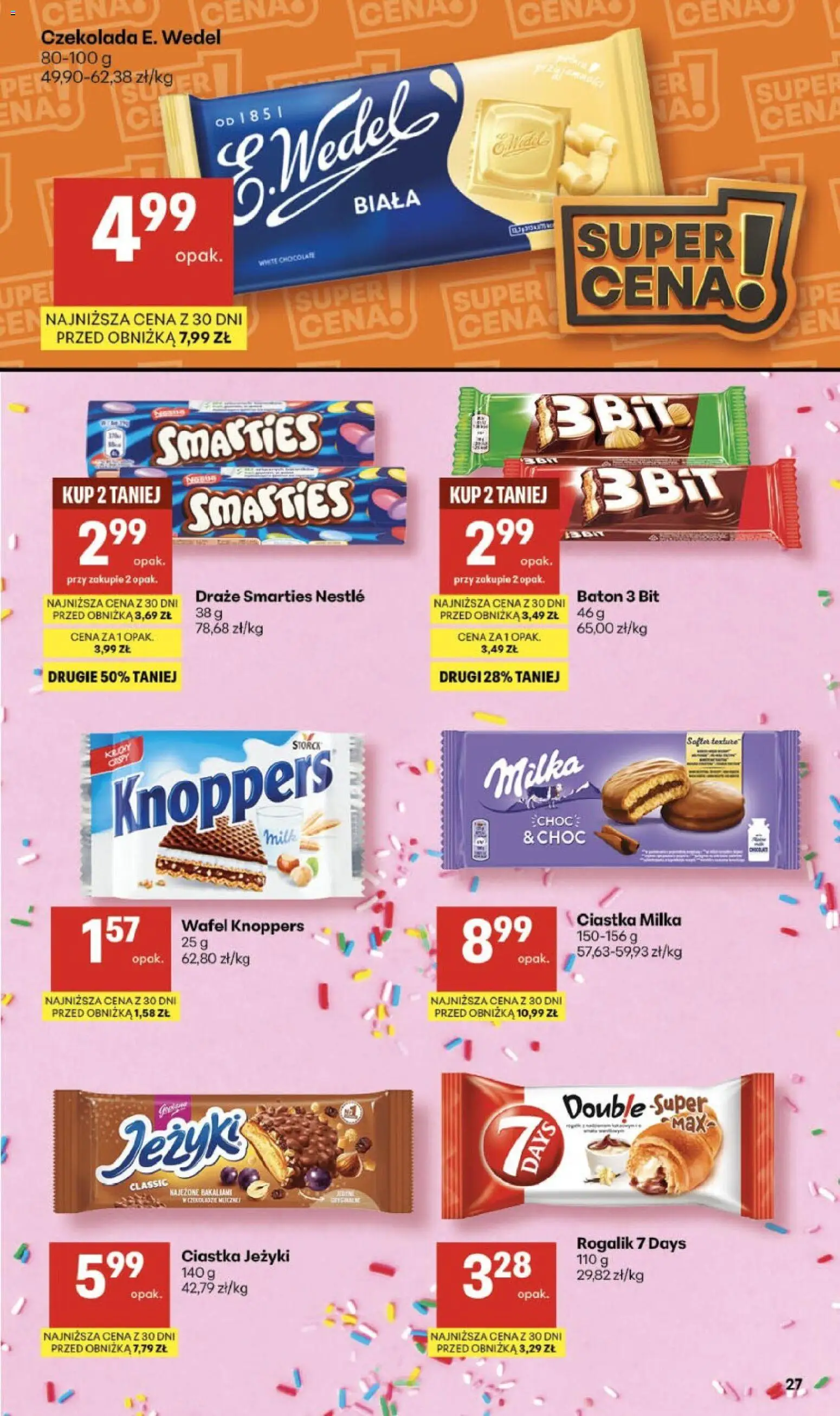Delikatesy Centrum Gazetka - Sklepy Własne od 19.02.2026 | Strona: 27 | Produkty: Knoppers, Milka, Baton, Ciastka