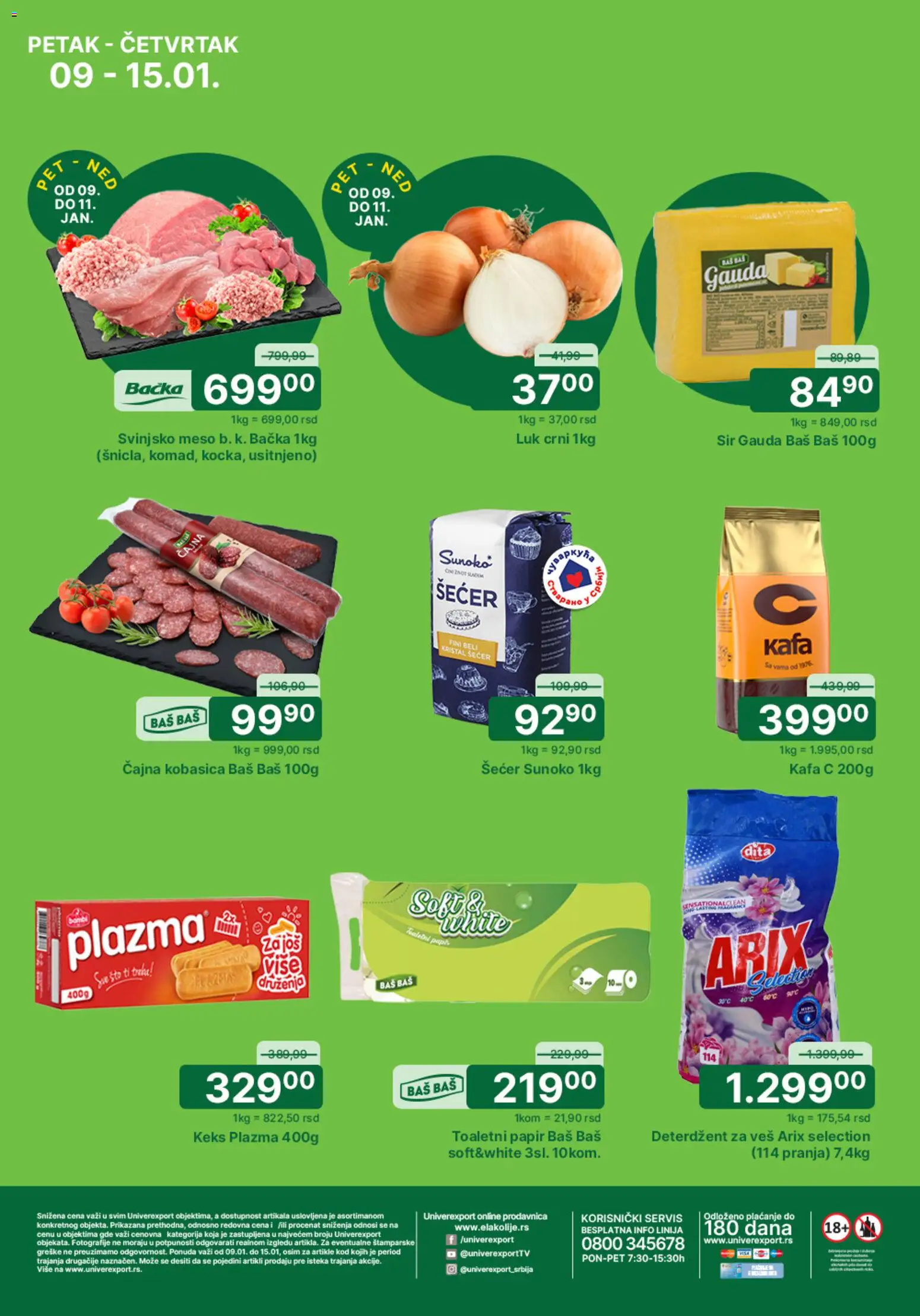 Univerexport katalog - važi od 09.01.2026 | Strana: 1 | Proizvode: Keks, Plazma, Šećer, Sir