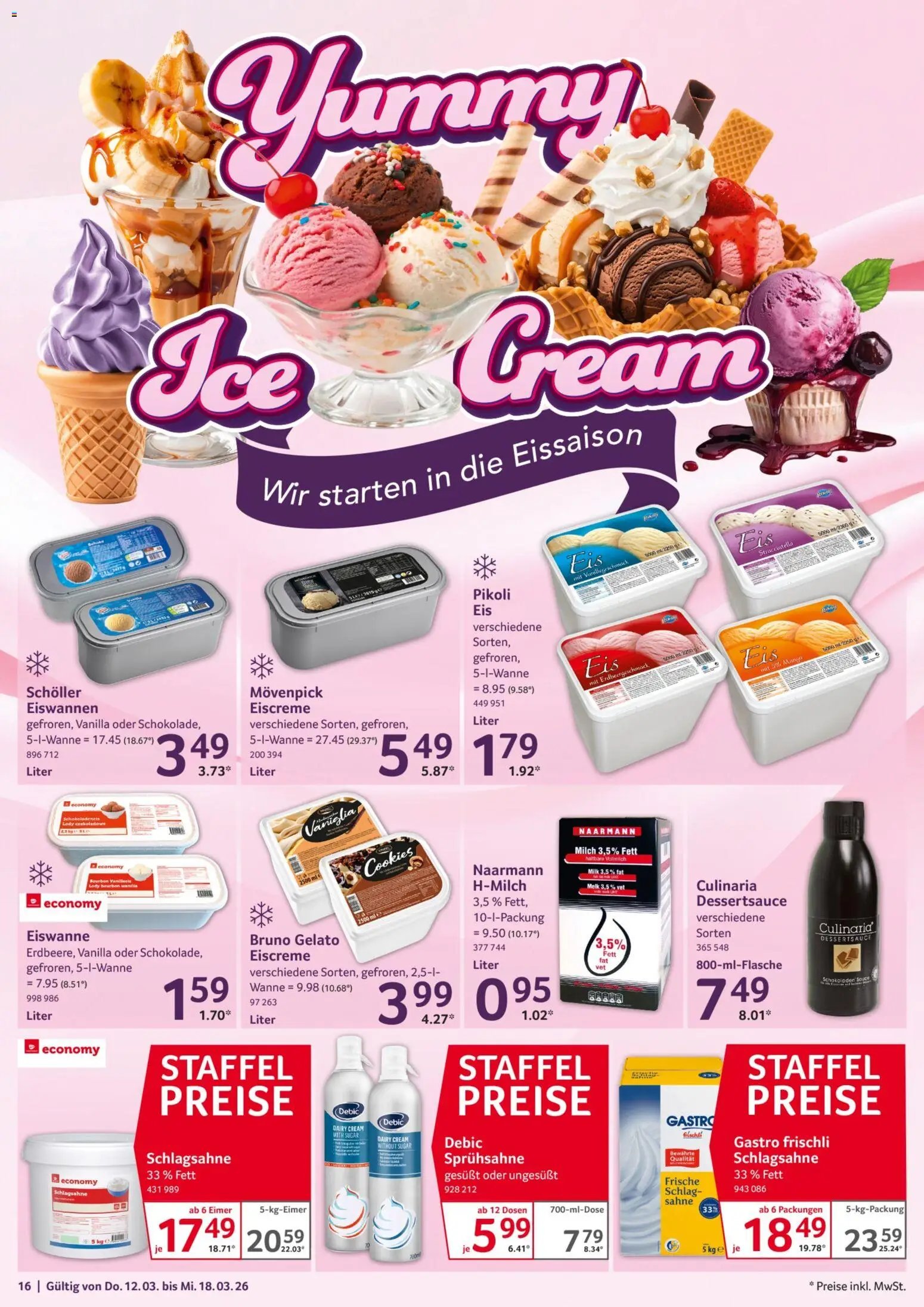 Selgros Prospekt 	 – gültig ab 12.03.2026 | Seite: 16 | Produkte: Eiscreme, Mango, Bourbon, Sahne