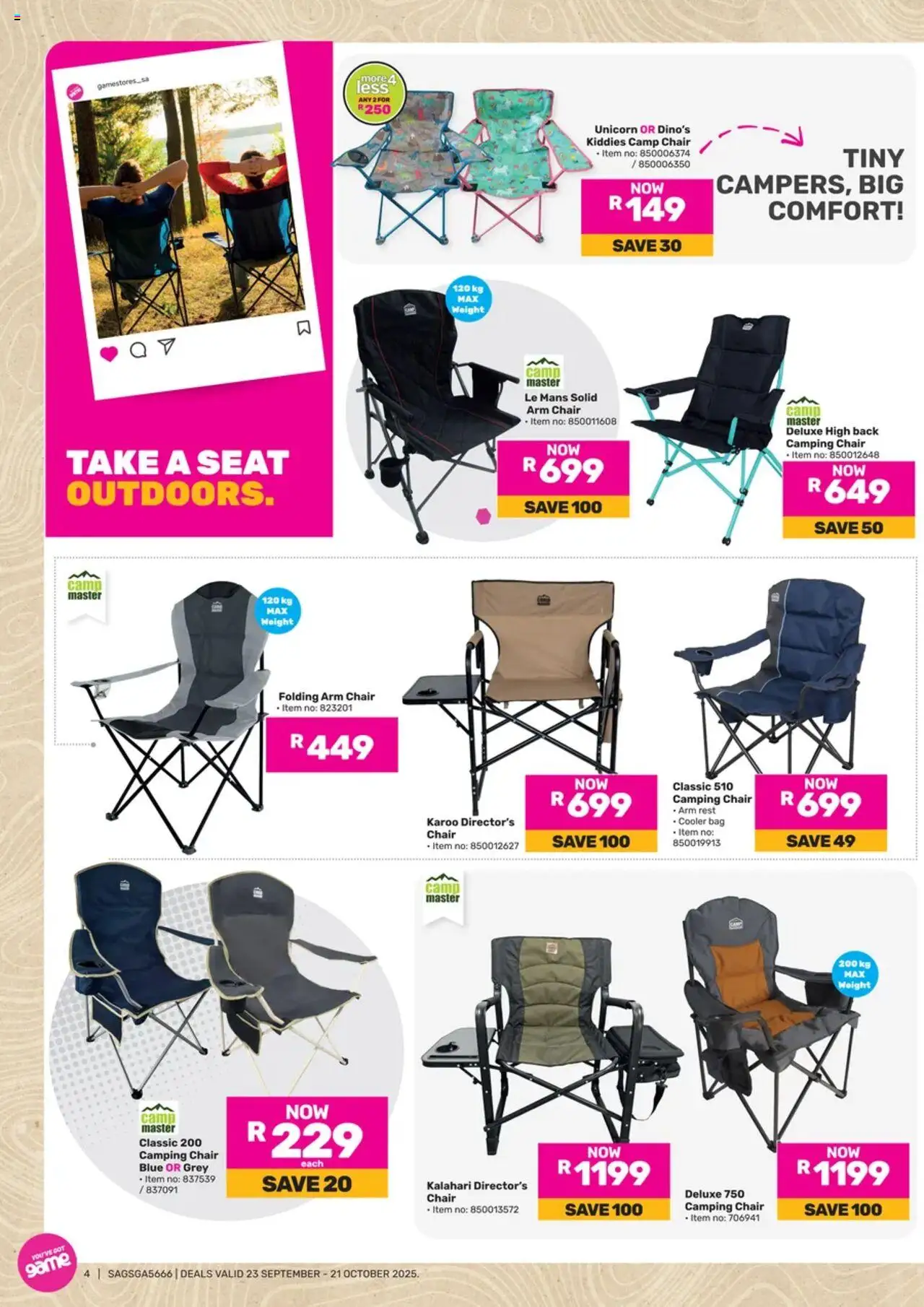 New Game catalogue – valid from 23.09.2025 | Page: 4 | Products: Bag, Chair, Cooler