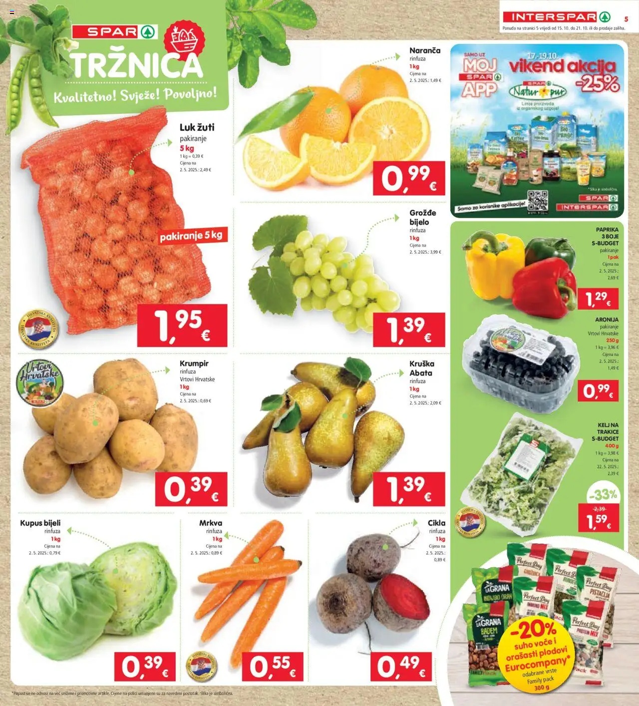 Interspar katalog | vrijedi od 15.10.2025 | Stranica: 5 | Proizvodi: Paprika, Mrkva, Krumpir, Voće