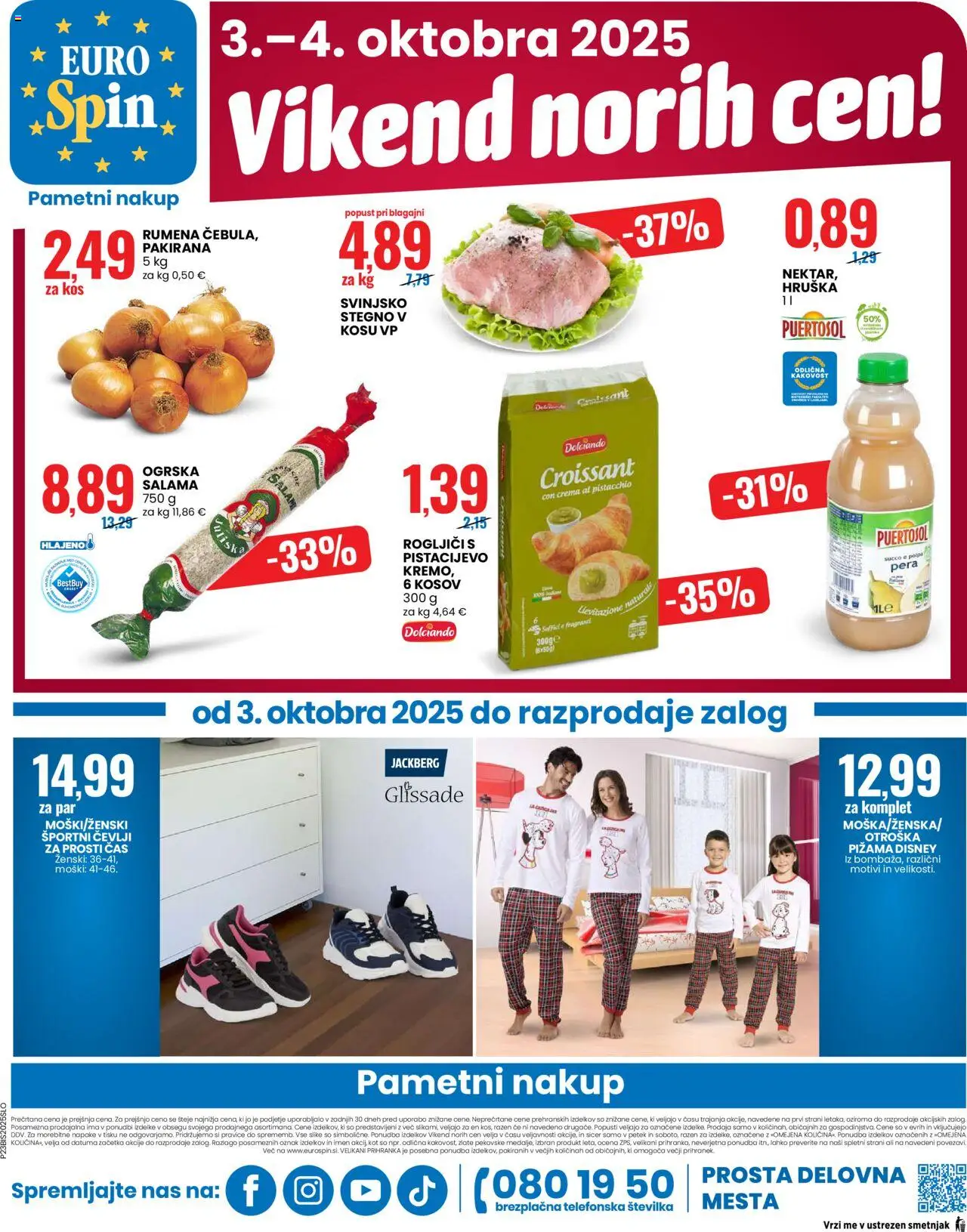 Novi Eurospin katalog ponudbe – veljaven od 02.10.2025 | Stran: 20 | Izdelki: Hruska, Kos, Salama, Cevlji