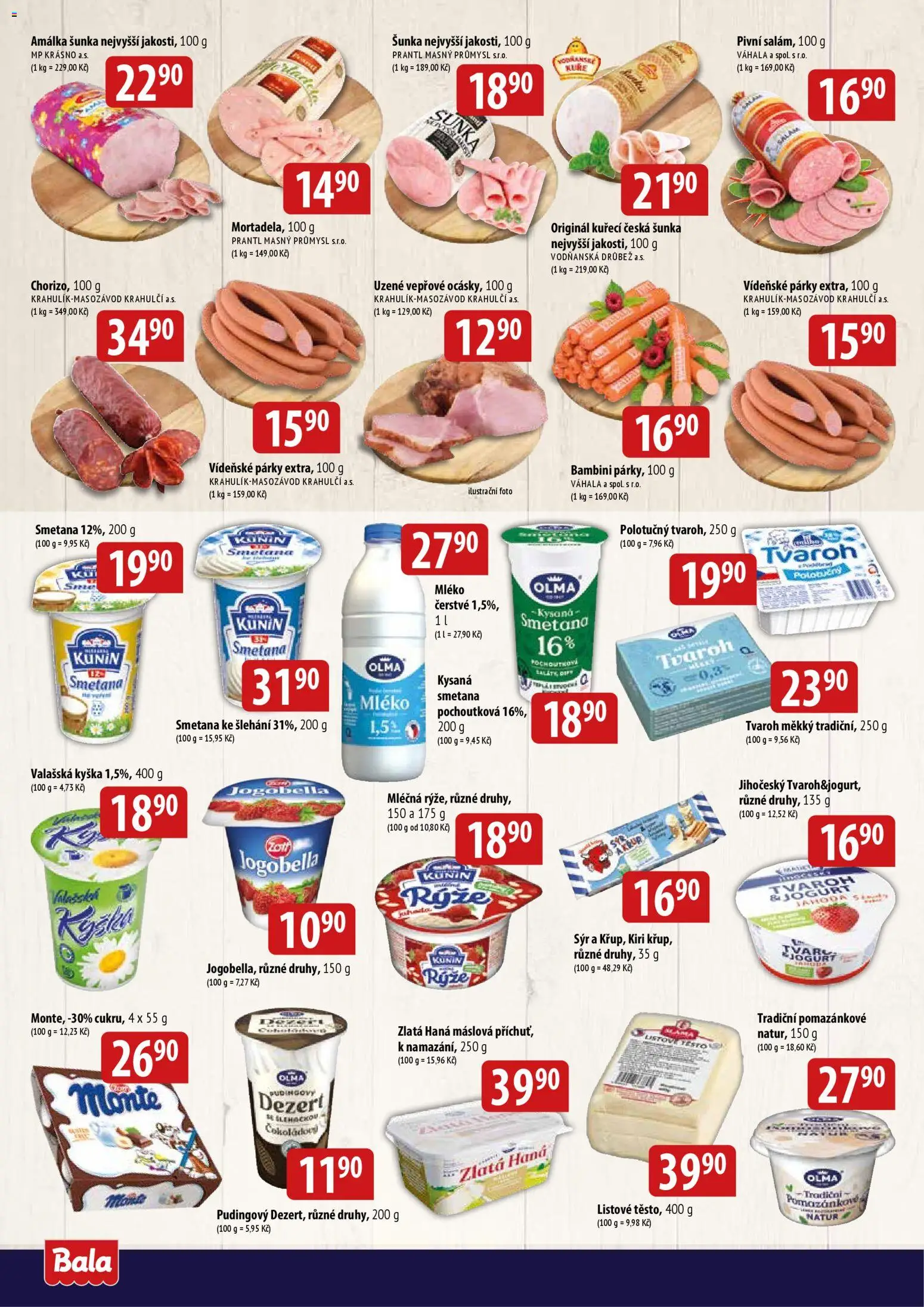 BALA velký leták + od 01.04.2026 | Strana: 2 | Produkty: Sýr, Šunka, Párky, Jogobella