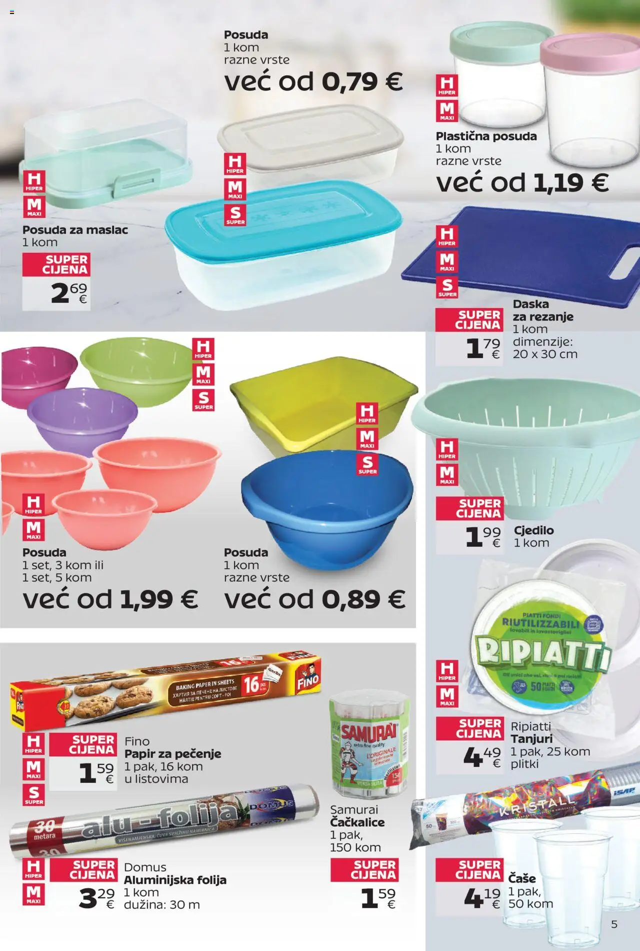 Tommy katalog | vrijedi od 22.09.2025 | Stranica: 5 | Proizvodi: Maslac, Papir za pečenje, Tanjuri, Cjedilo