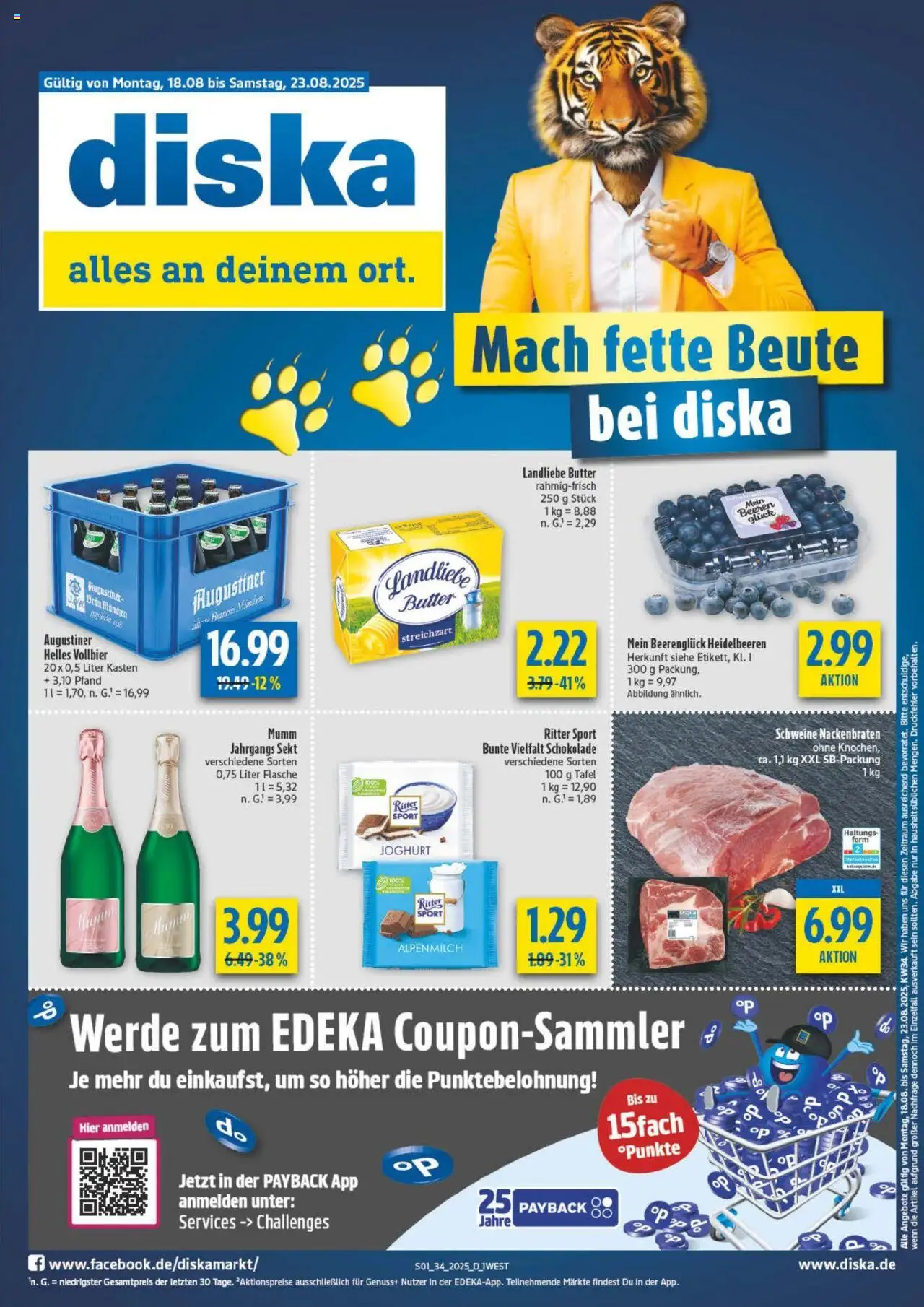 Diska - diska Angebote Bayern KW34 - gültig ab dem 18.08.2025 | Seite: 1 | Produkte: Joghurt, Sekt, Ritter sport, Heidelbeeren