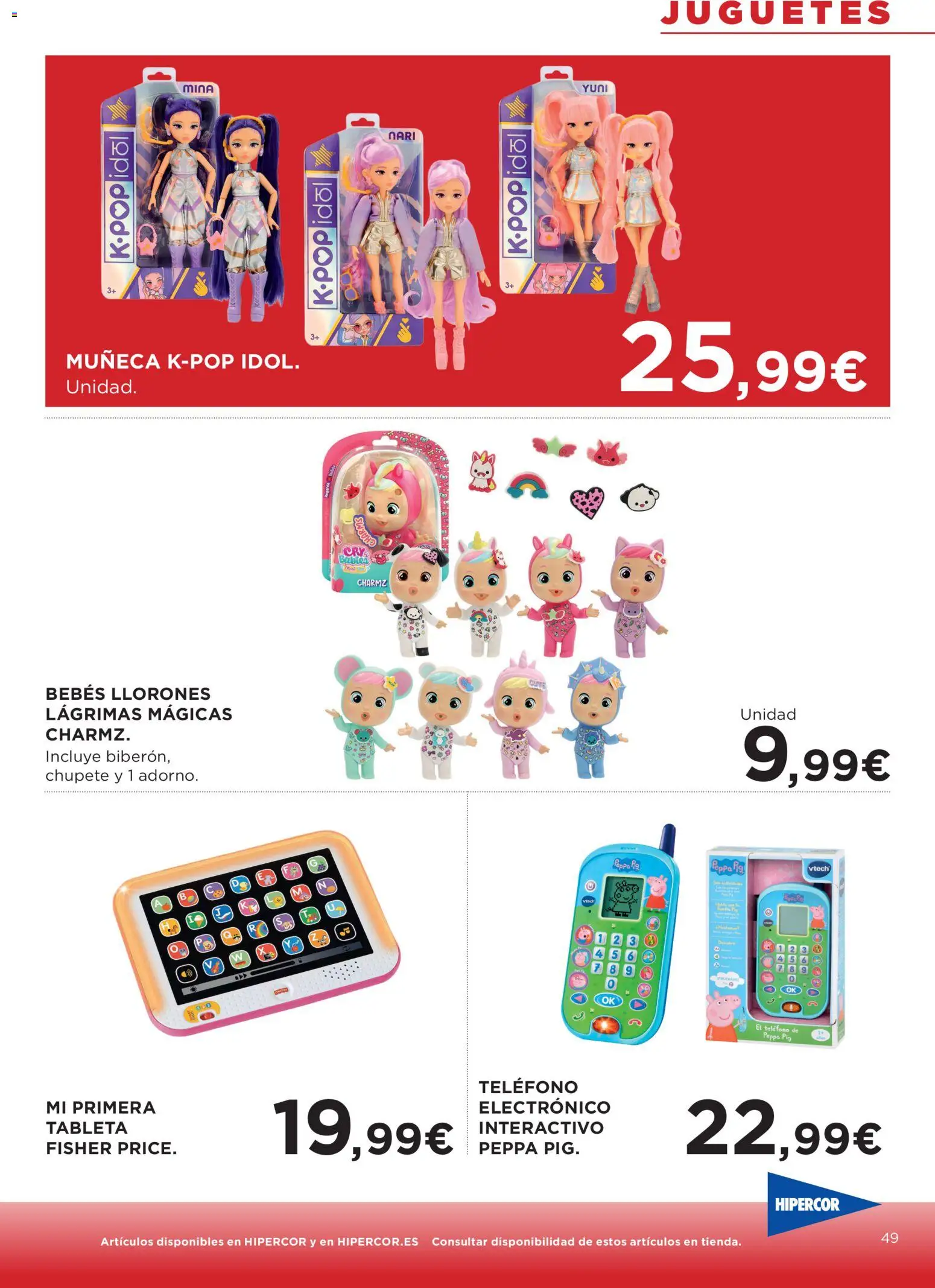 Hipercor catálogo │ válido desde el 09.04.2026 | Página: 49 | Productos: Tableta, Muñeca, Teléfono, Juguetes
