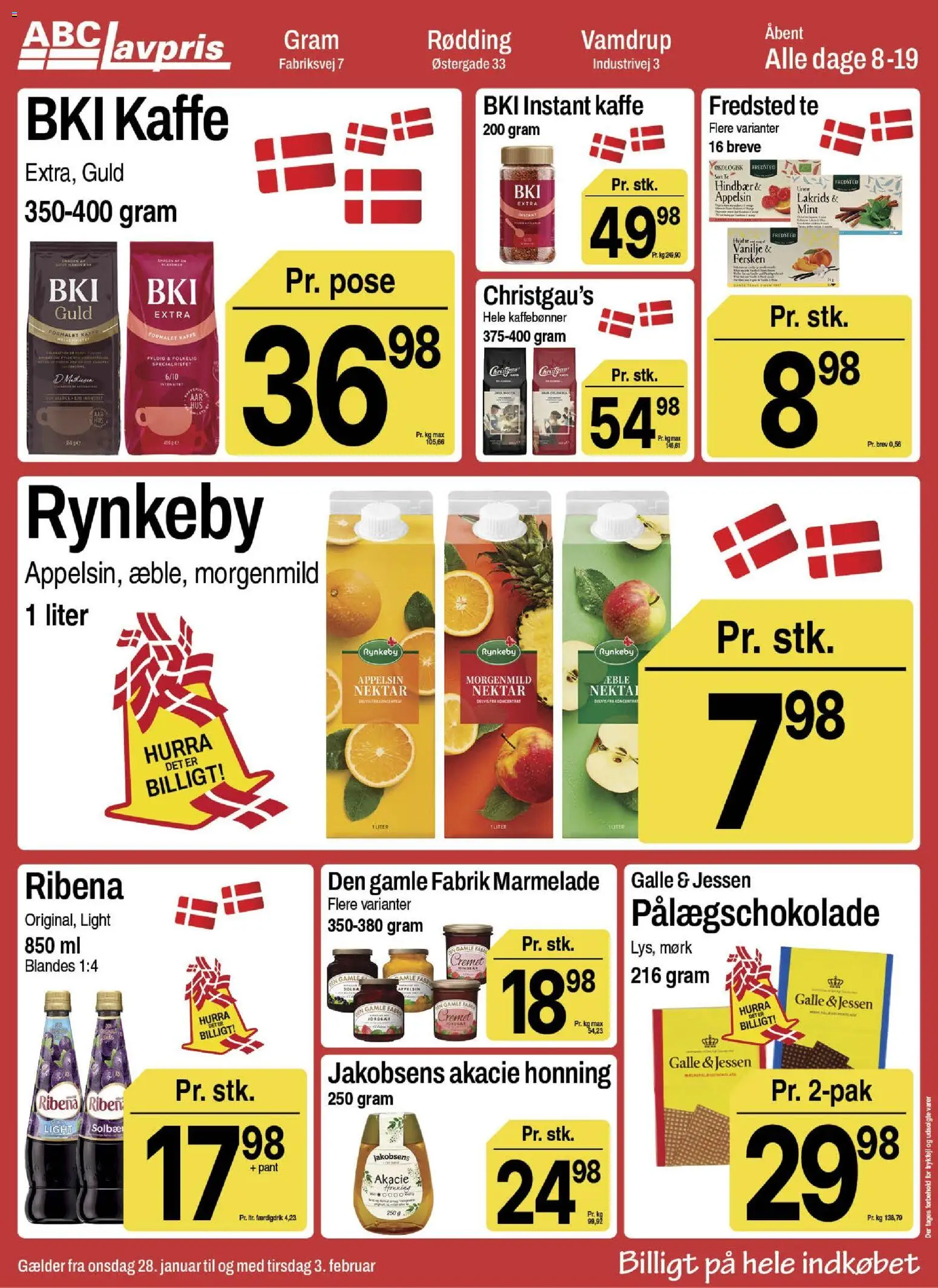 Abc Lavpris tilbudsavis – gyldig fra 28.01.2026 | Side: 11 | Produkter: Te, Lakrids, Hindbær, Pålægschokolade