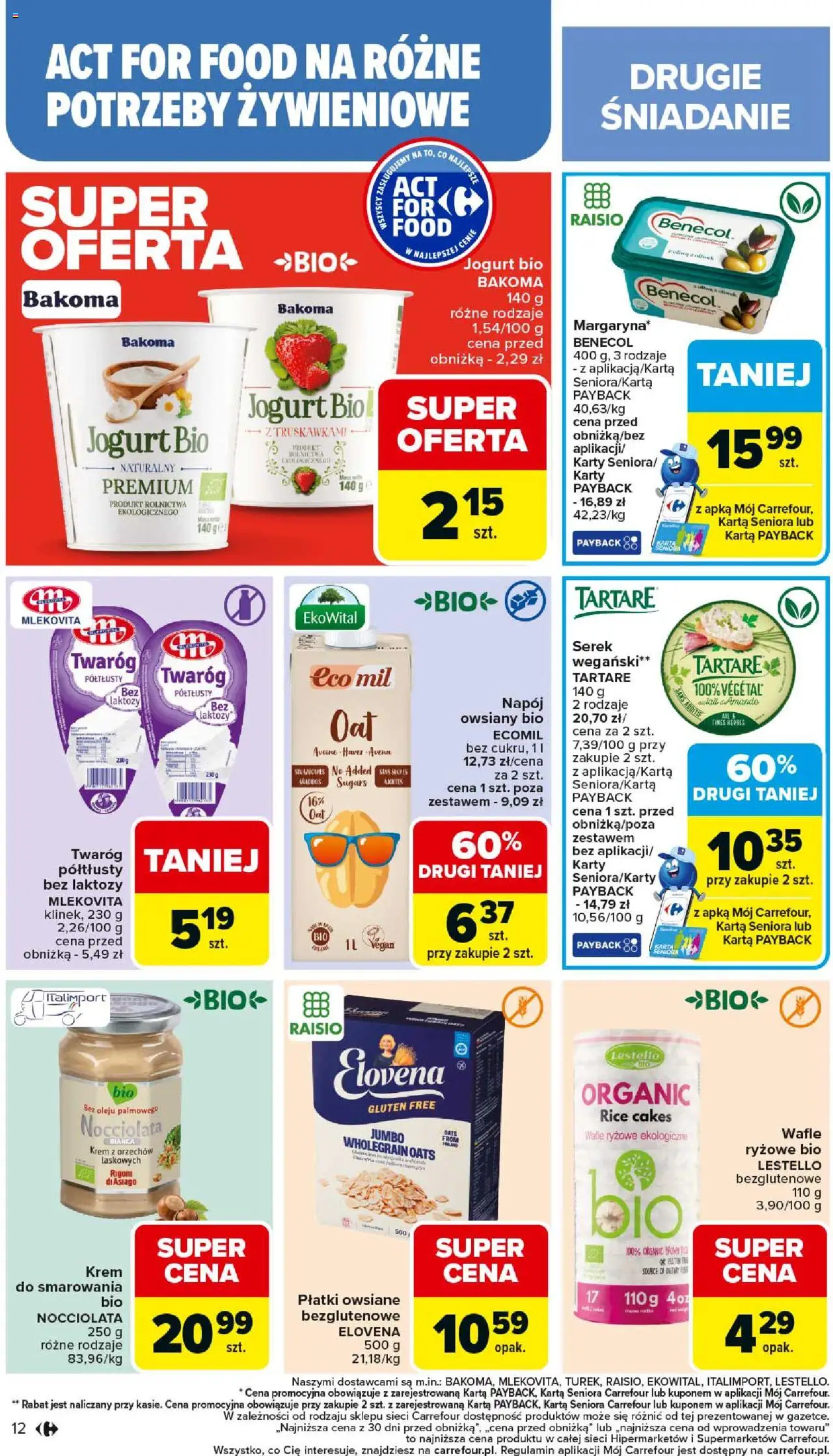 Carrefour Gazetka od 01.09.2025 | Strona: 14 | Produkty: Karta, Jogurt Bio, Płatki owsiane, Jogurt