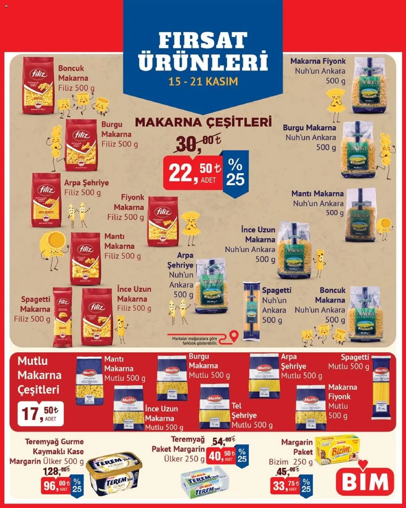 BİM - Fırsat Ürünleri - 15.11.2025 tarihinden itibaren geçerlidir | Sayfa: 1 | Ürünler: Kaşe, Yağ, Makarna