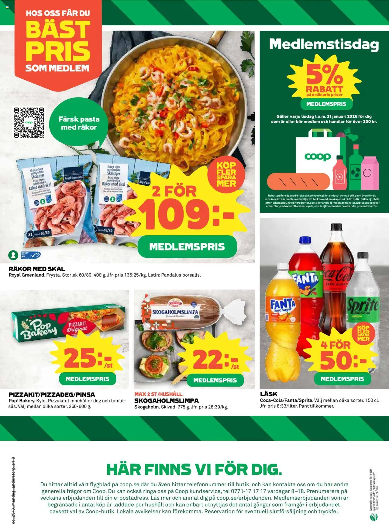 Coop reklamblad aktuell från 20.10.2025 | Sida: 8 | Produkter: Räkor, Pizzakit, Pasta, Spel