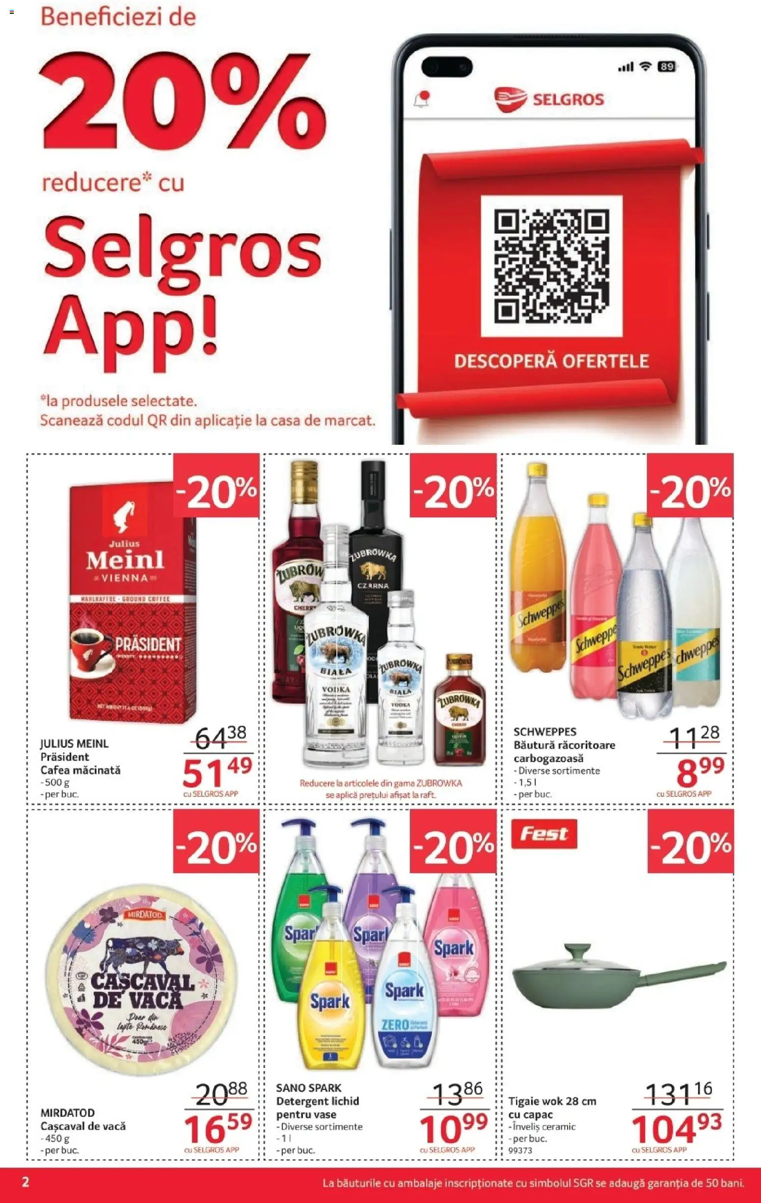 Noul catalog Selgros – valabil de la 02.01.2026 | Pagină: 2 | Produse: Tigaie, Cașcaval, Cafea, Vodka