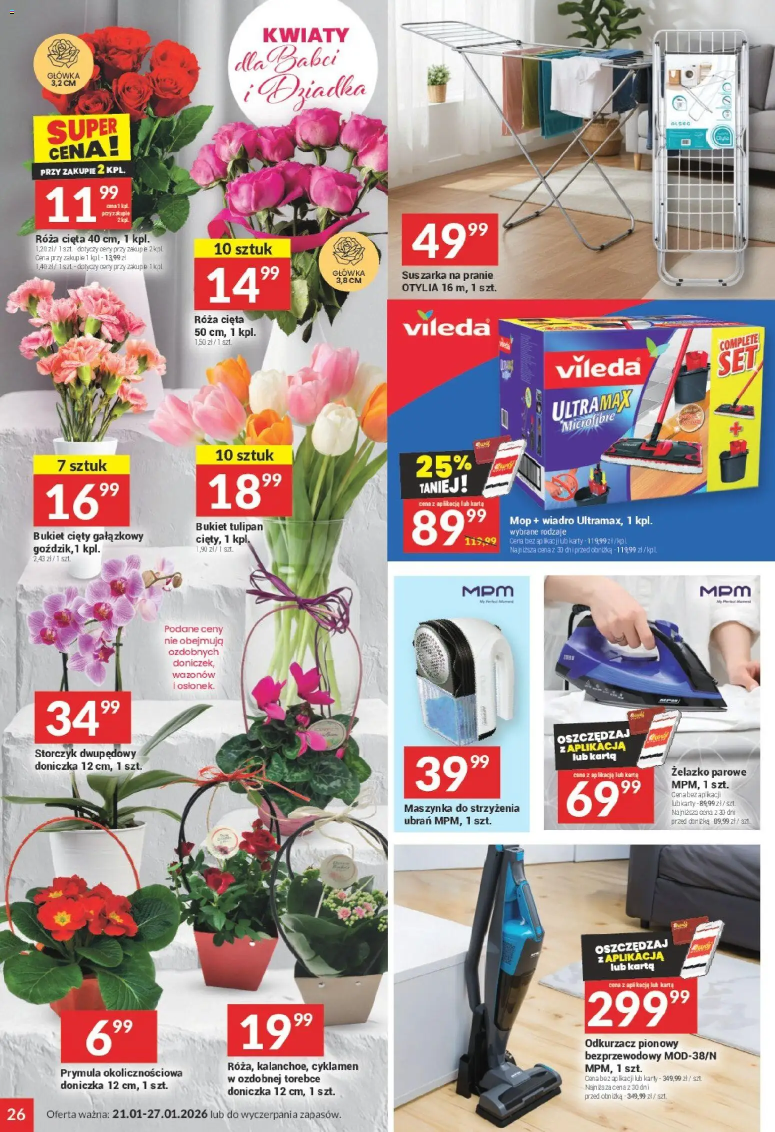 Twój Market Gazetka od 21.01.2026 | Strona: 26 | Produkty: Karta, Maszynka do strzyżenia, Doniczka, Kwiaty