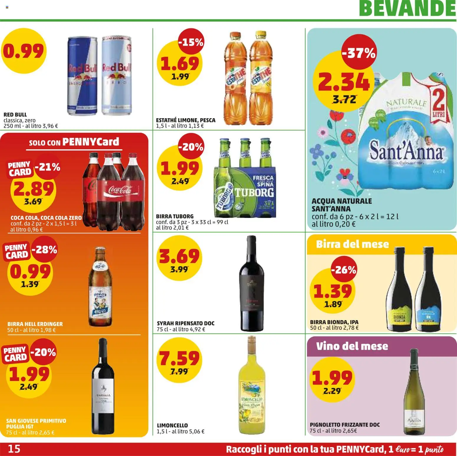 Volantino PENNY del 26.03.2026 | Pagina: 15 | Prodotti: Acqua, Vino, Red Bull, Coca Cola Zero
