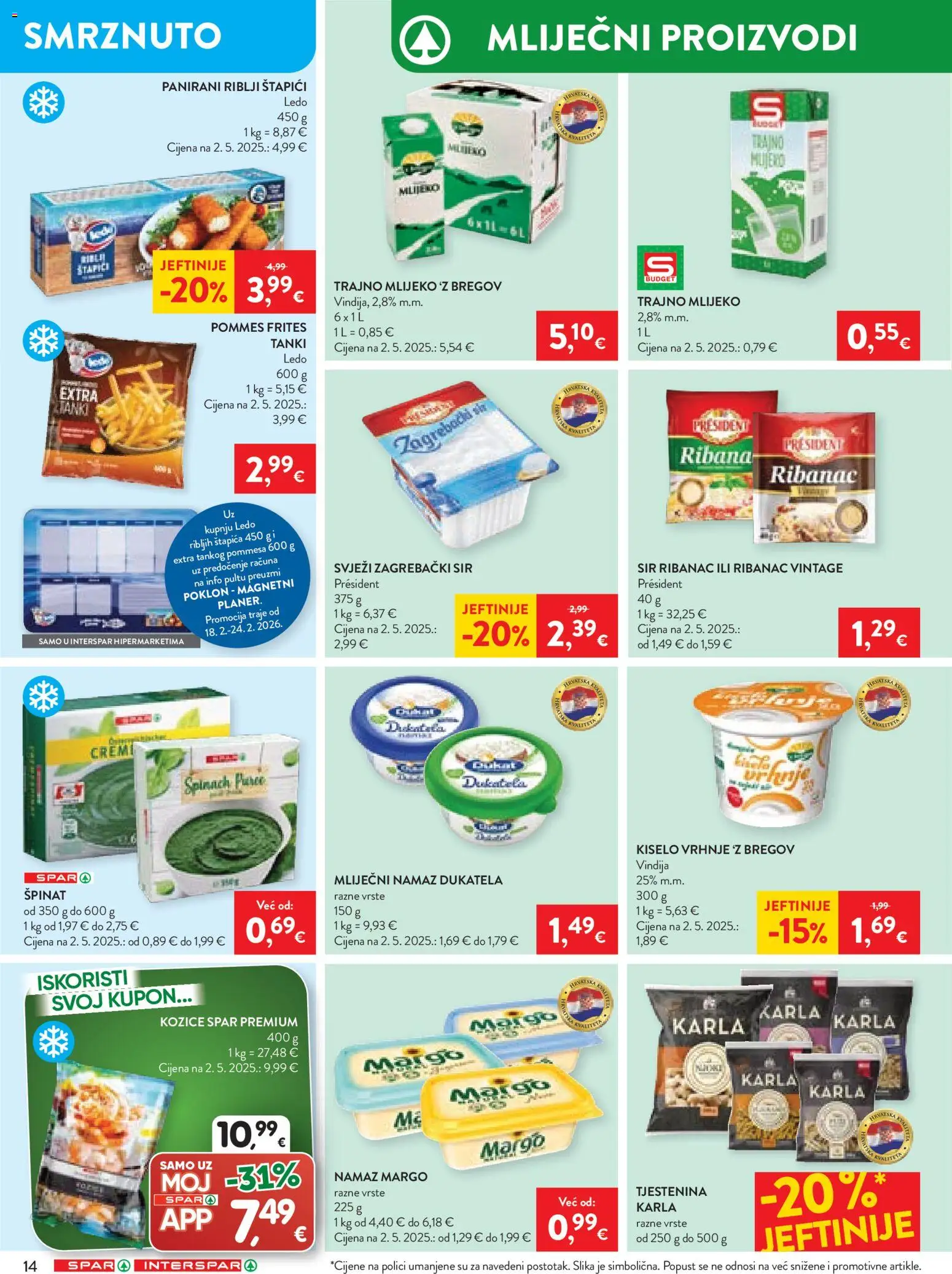 Spar katalog | vrijedi od 18.02.2026 | Stranica: 18 | Proizvodi: Vindija, Mliječni namaz, Mlijeko, Tjestenina