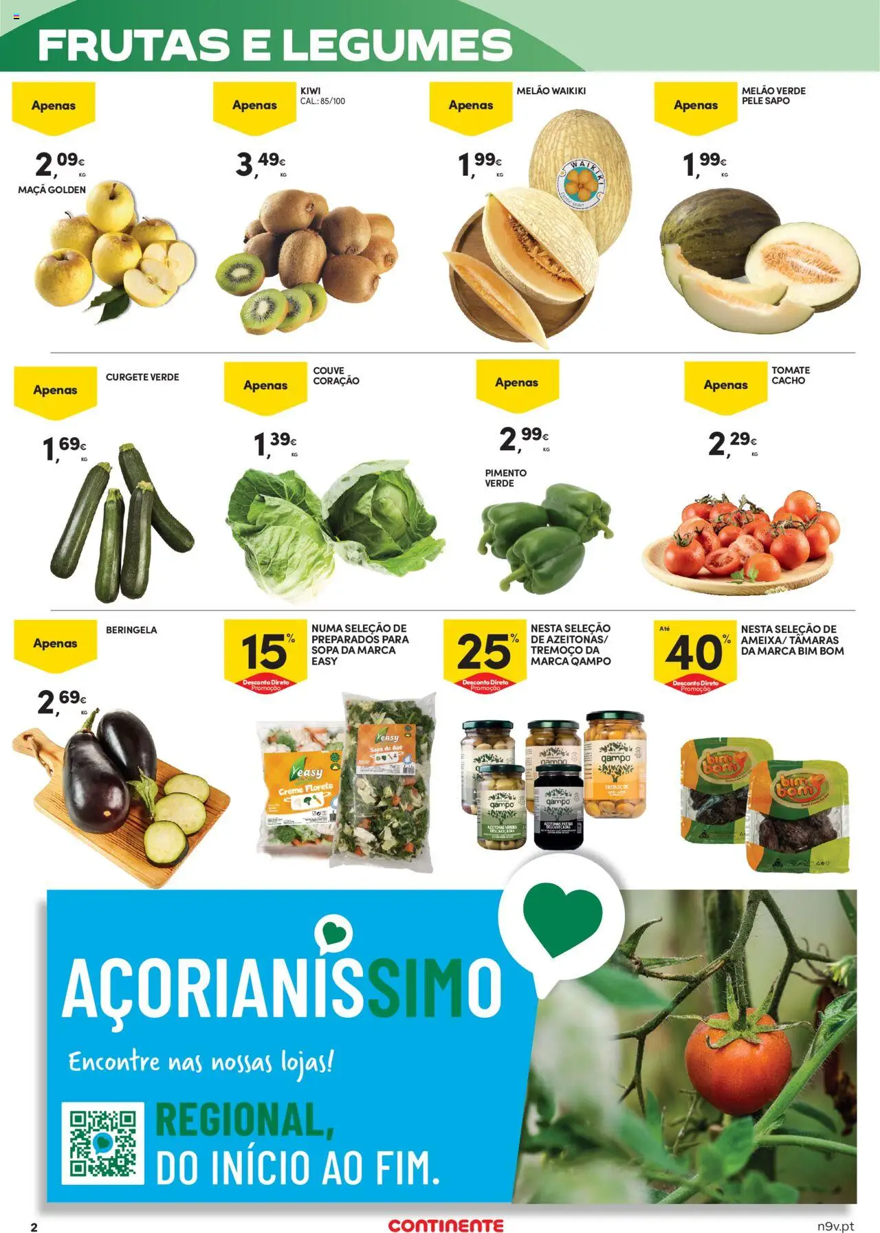 Continente - Açores: Como é bom saborear o verão │ válido de 07.08.2025 | Página: 2 | Produtos: Maça, Tomate, Melão, Couve