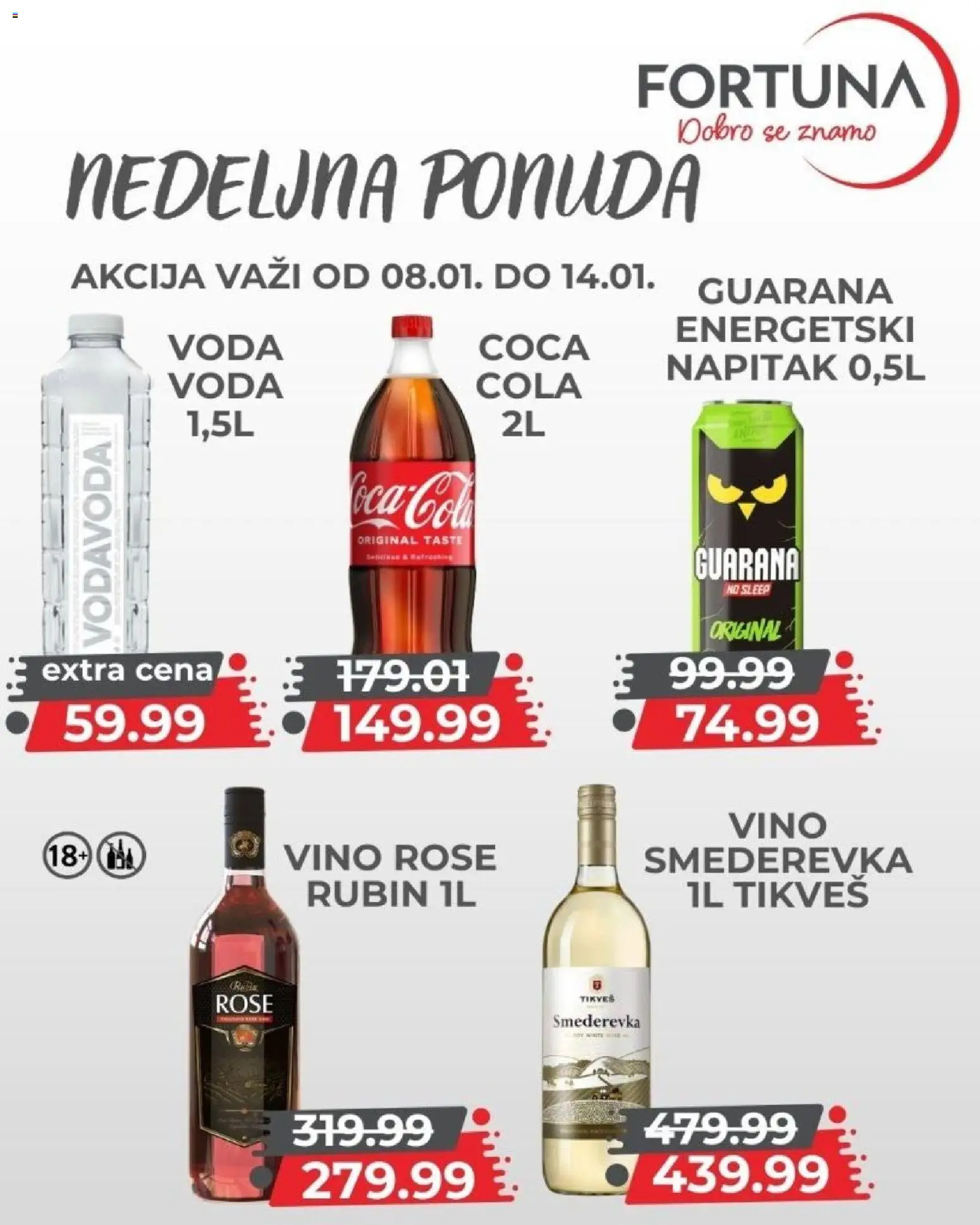 Fortuna Market katalog - važi od 08.01.2026 | Strana: 8 | Proizvode: Coca Cola, Voda, Guarana, Vino