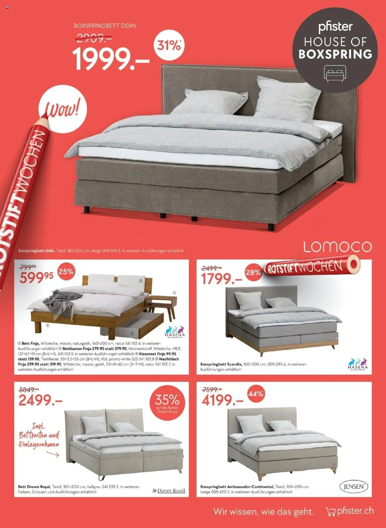 Pfister Prospekt Rotstift 1 DE ab 17.06.2025 | Seite: 3 | Produkte: Nachttisch, Bett, Boxspringbett