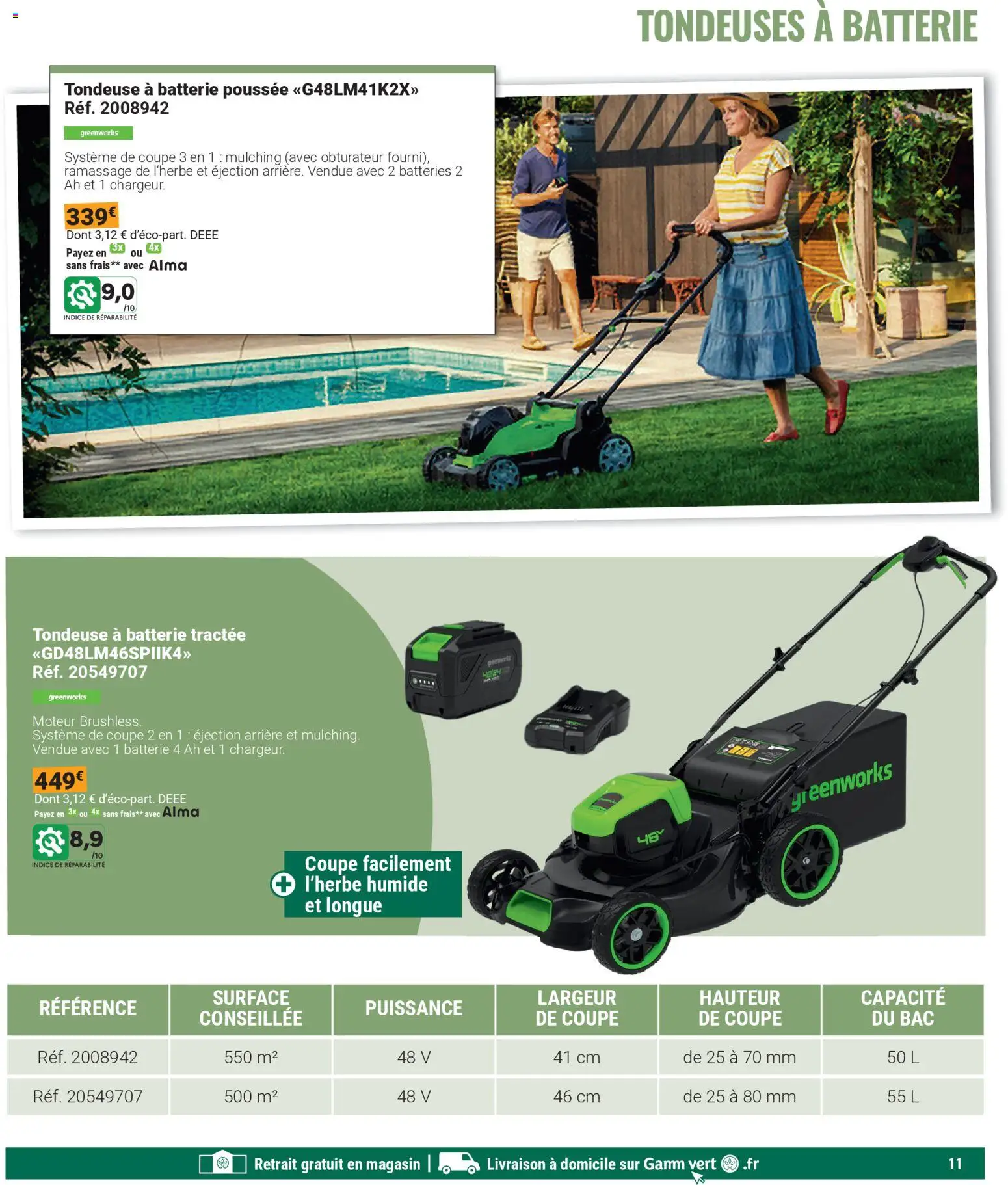 {H1} | Page: 11 | Produits: Tondeuse, Batterie
