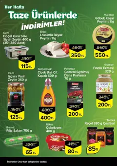 02.04.2026 tarihinden itibaren geçerli olan Onur Market kataloğu önizlemesi | Sayfa: 2 | Ürünler: Peynir, Ekici, Fındık, Zeytin