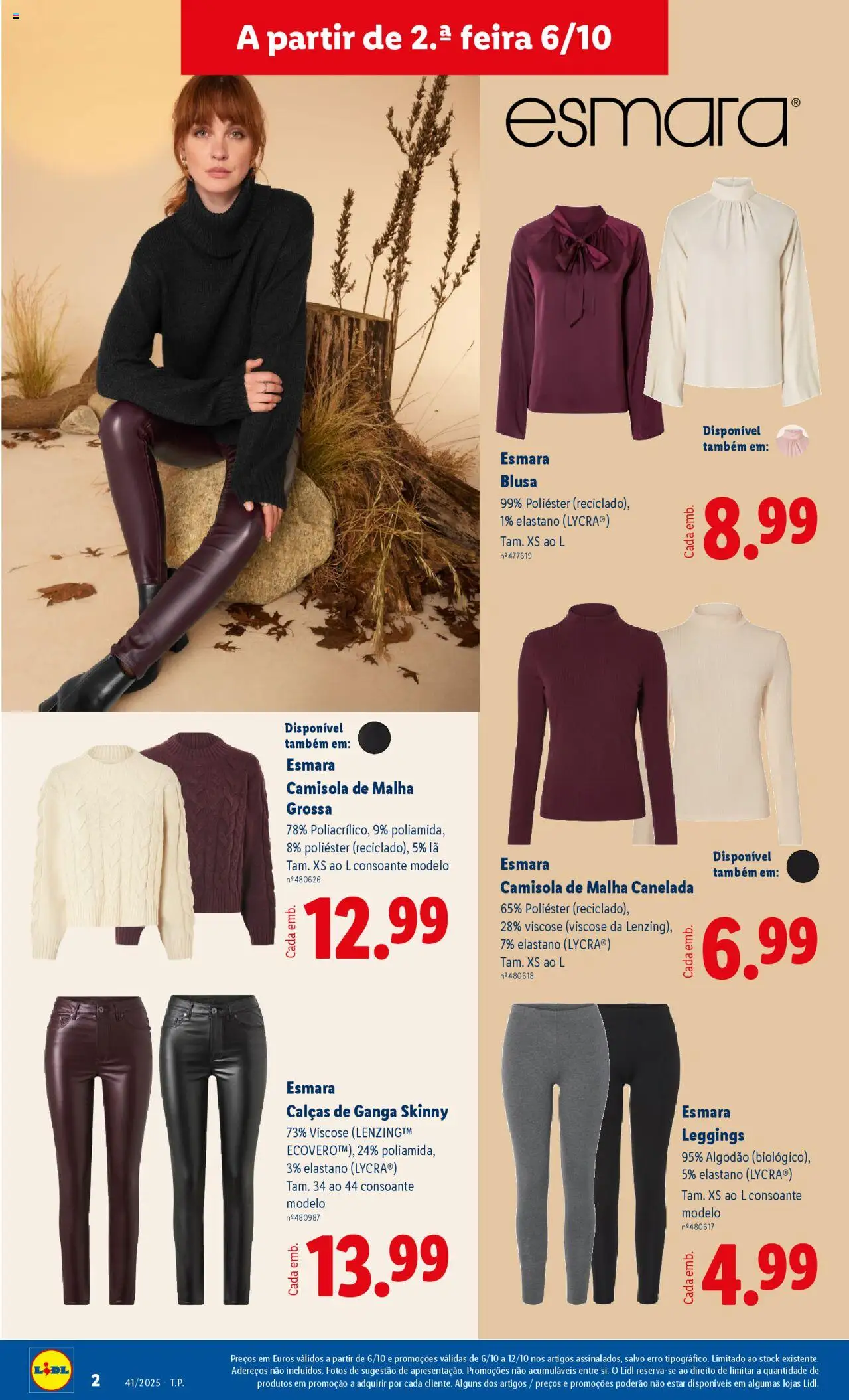 Lidl Novidades │ válido de 06.10.2025 | Página: 2 | Produtos: Top, Blusa, Camisola, Leggings