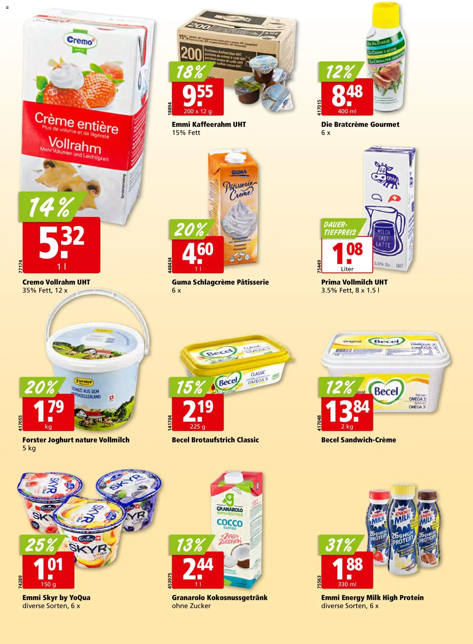 Aligro Aktionen Schlieren, Gossau SG, Frauenfeld, Rapperswil-Jona, Sargans, Bern, Brüttisellen, Pratteln, Emmen, Spreitenbach – gültig ab 27.12.2025 | Seite: 18 | Produkte: Milch, Joghurt, Zucker, Creme