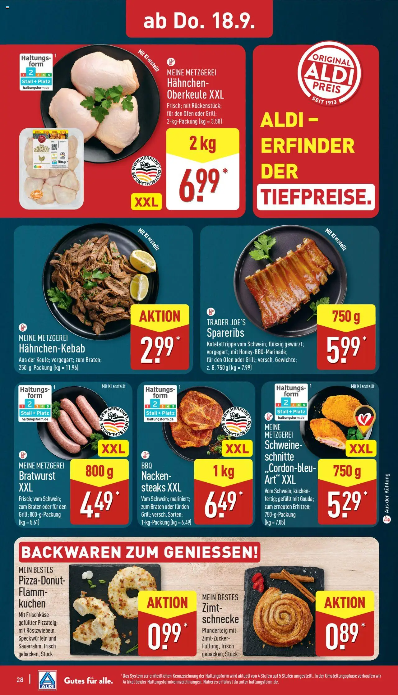 Aldi Prospekt 	 – gültig ab 15.09.2025 | Seite: 28 | Produkte: Ofen, Bratwurst, Kuchen, Frischkase