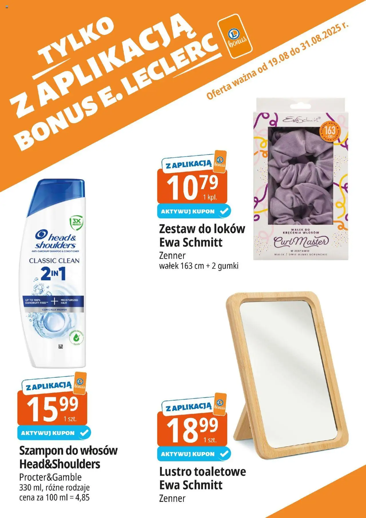 E.Leclerc Gazetka - Kupony dodatkowe od 19.08.2025 | Strona: 14 | Produkty: Lustro, Szampon