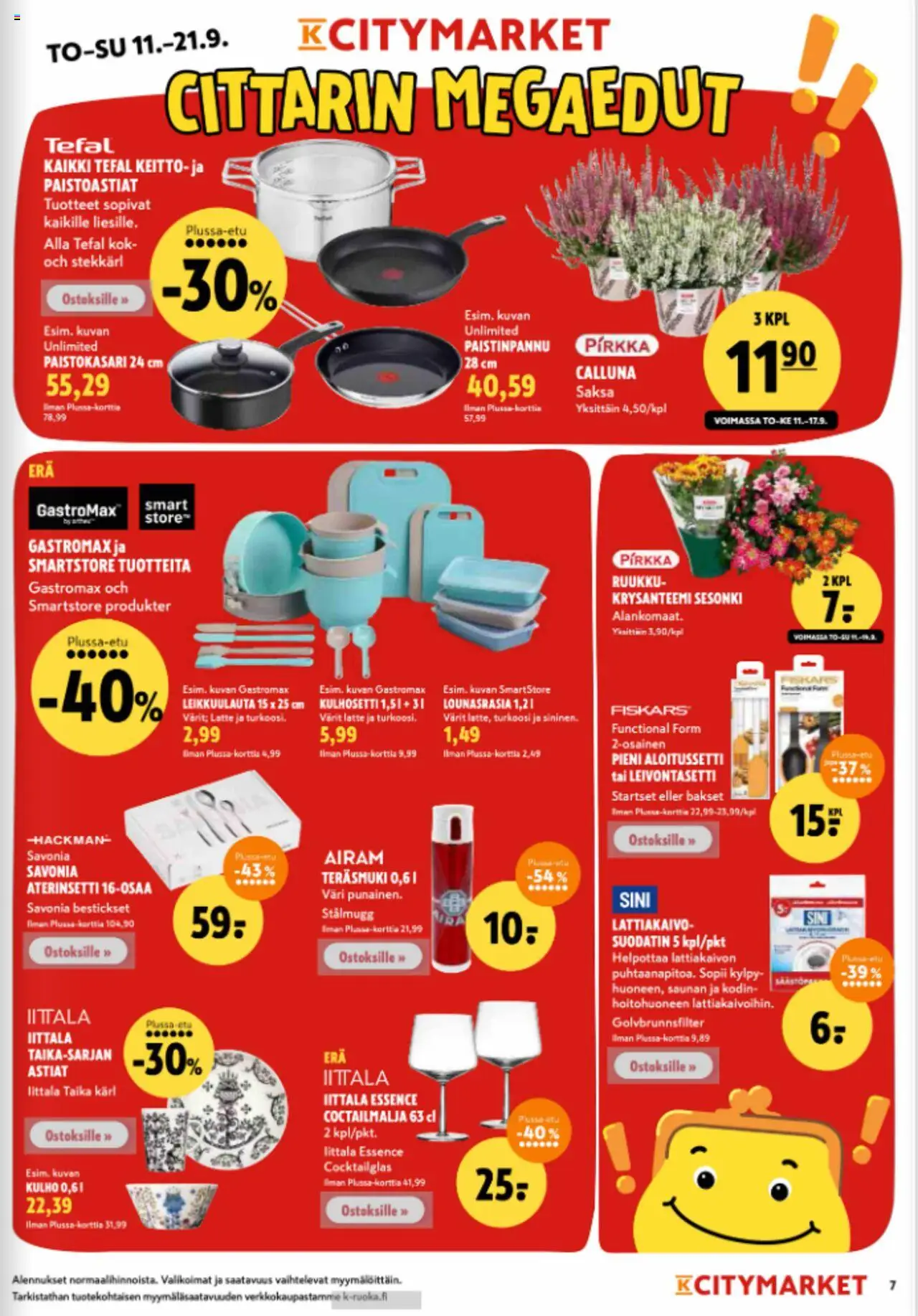 K-Citymarket tarjoukset – voimassa 11.09.2025 alkaen | Sivu: 7 | Tuotteet: Keitto, Paistinpannu, Kylpy