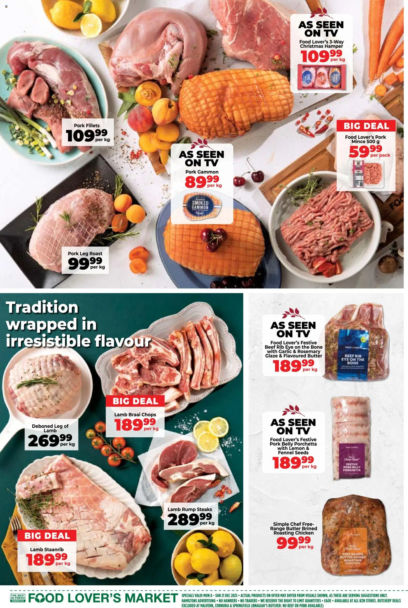New Food Lover's Market catalogue – valid from 08.12.2025 | Page: 5 | Products: Butter, Chicken, Pork, Beef