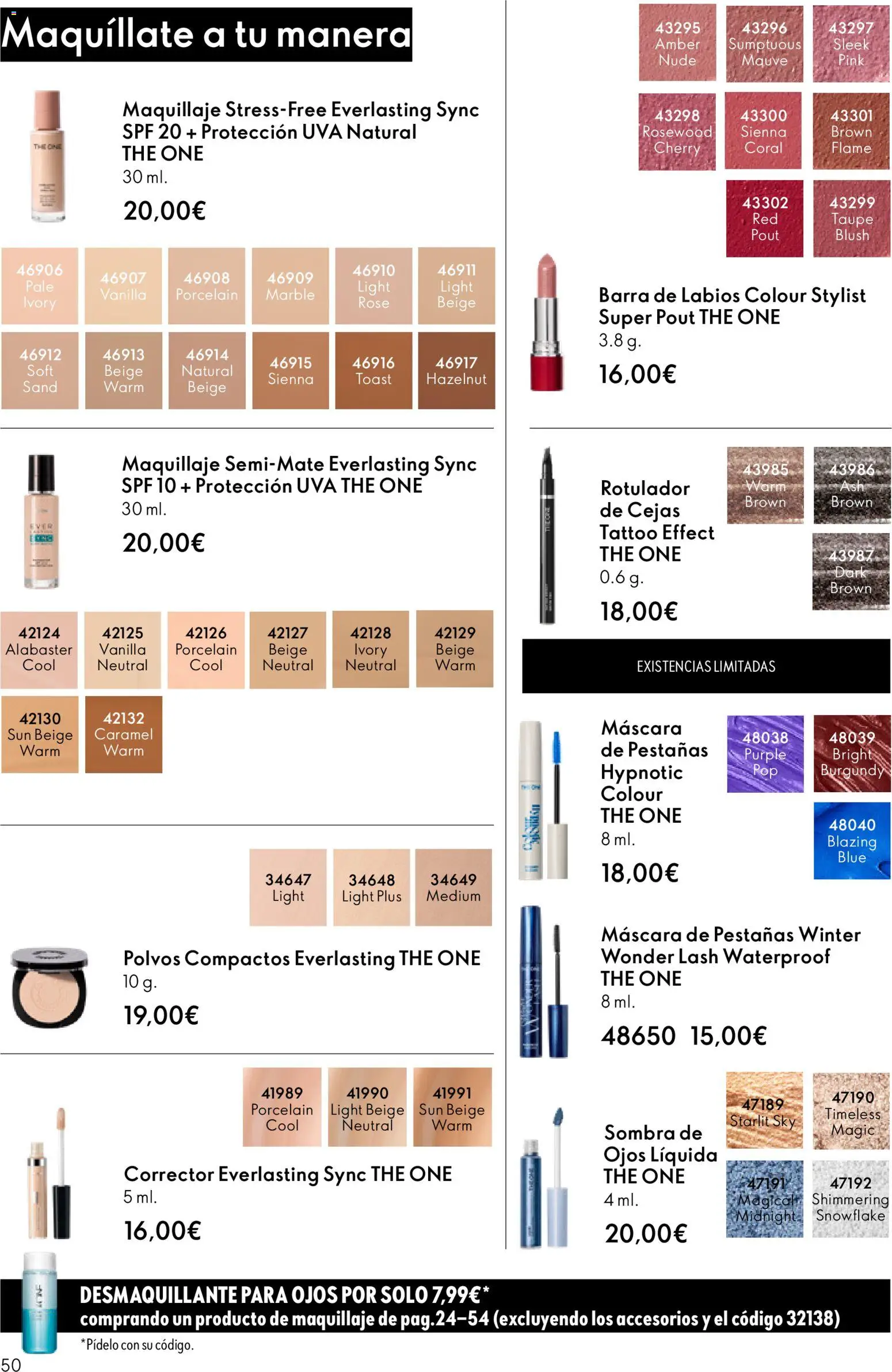 Oriflame - Catálogo Campaña 1 │ válido desde el 31.12.2025 | Página: 50 | Productos: Maquillaje, Corrector, Sombra, Barra de labios