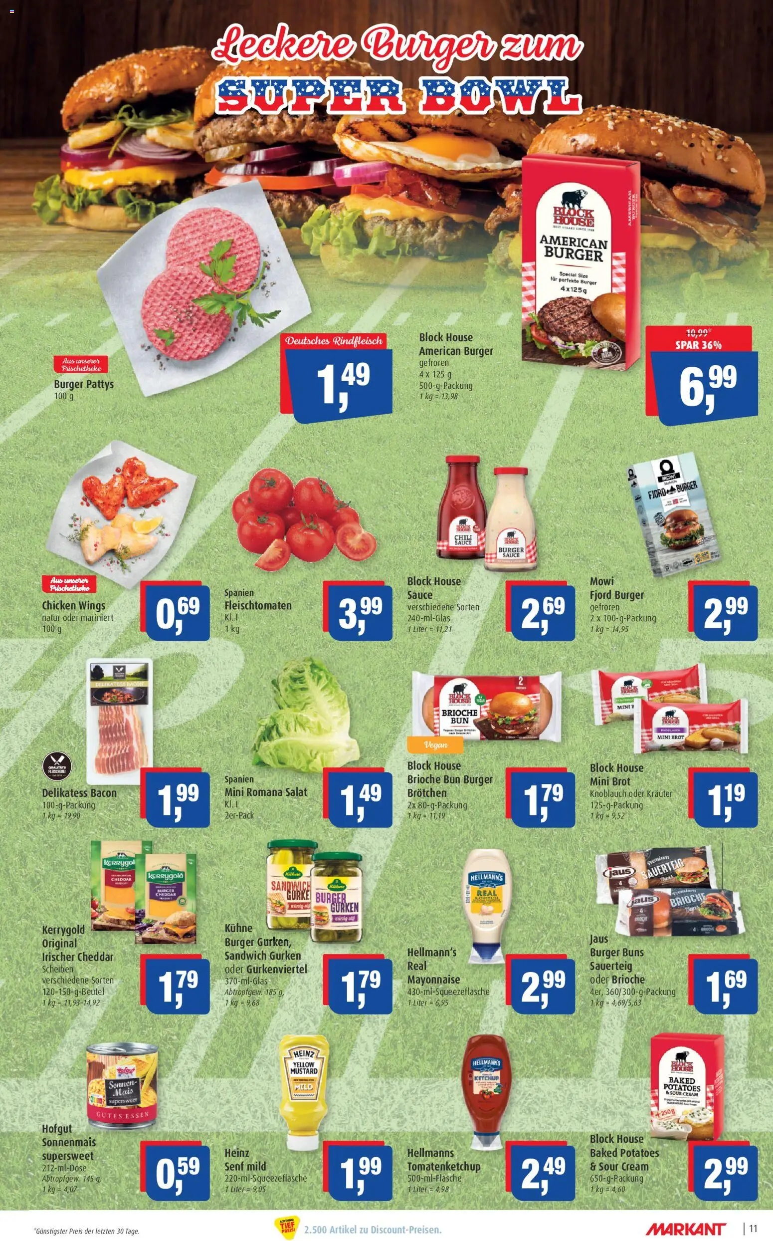 Markant Prospekt 	 – gültig ab 02.02.2026 | Seite: 11 | Produkte: Burger, Mayonnaise, Gurken, Salat