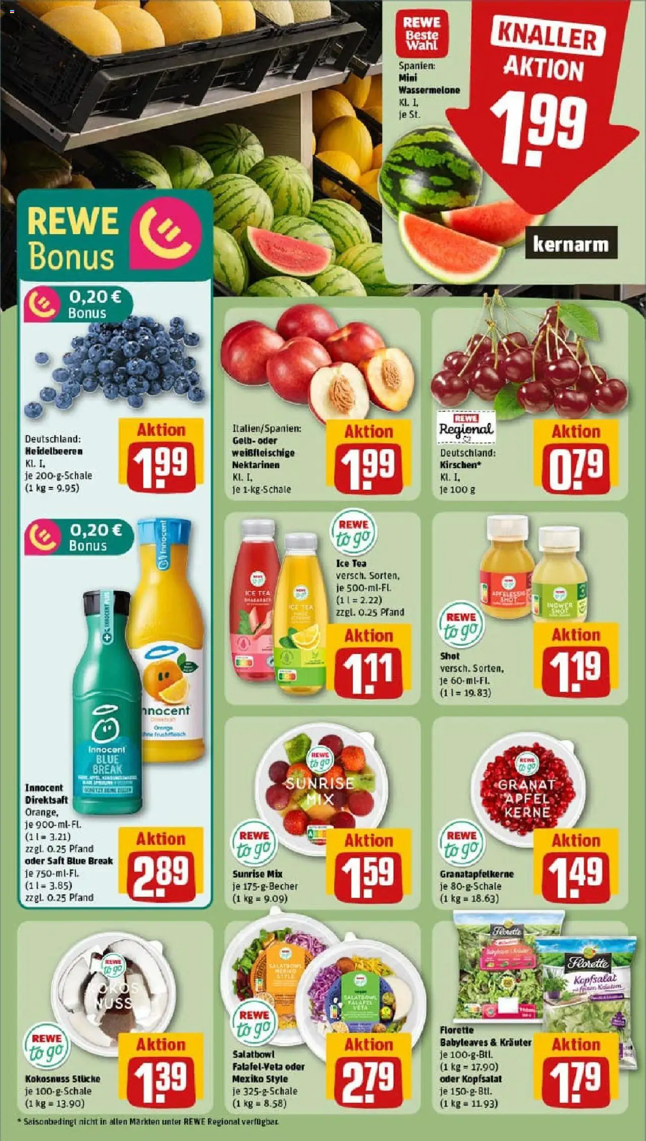 Rewe prospekt Saulheim	 - gültig ab dem 13.07.2025 | Seite: 6 | Produkte: Kirschen, Heidelbeeren, Wassermelone, Saft