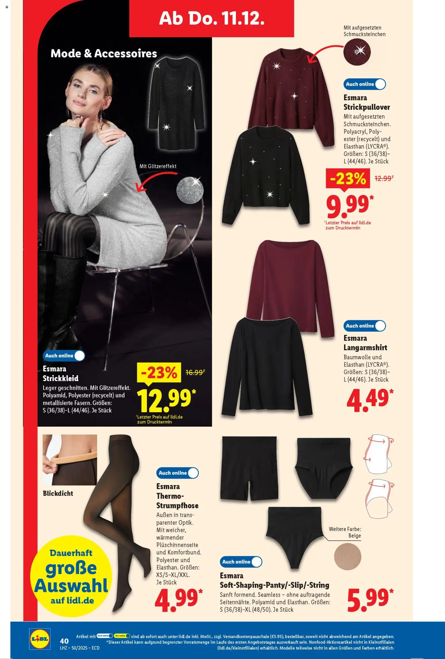 Lidl - Prospekt – gültig ab 08.12.2025 | Seite: 22 | Produkte: Langarmshirt, Strumpfhose