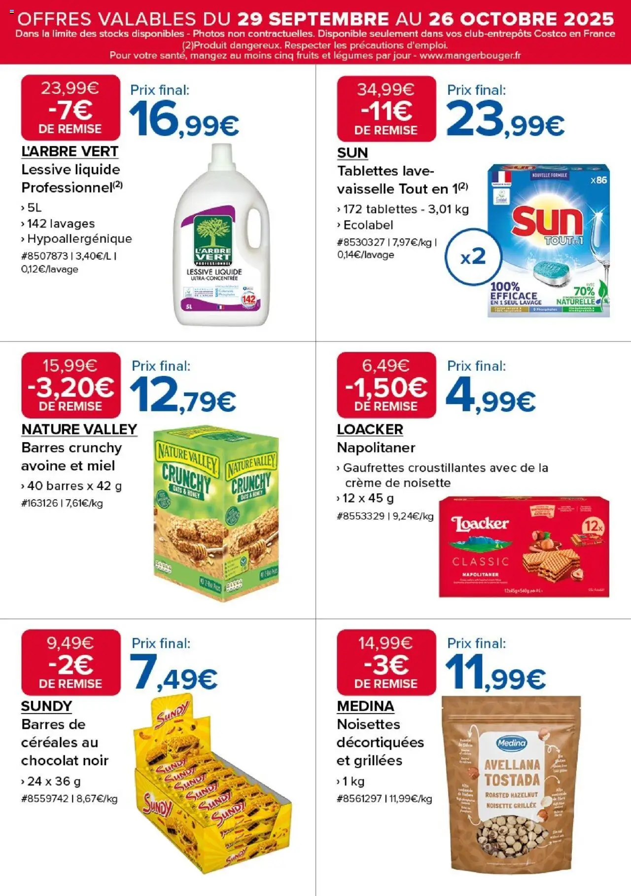 {H1} | Page: 10 | Produits: Lessive Liquide, Lessive, Chocolat, Céréales