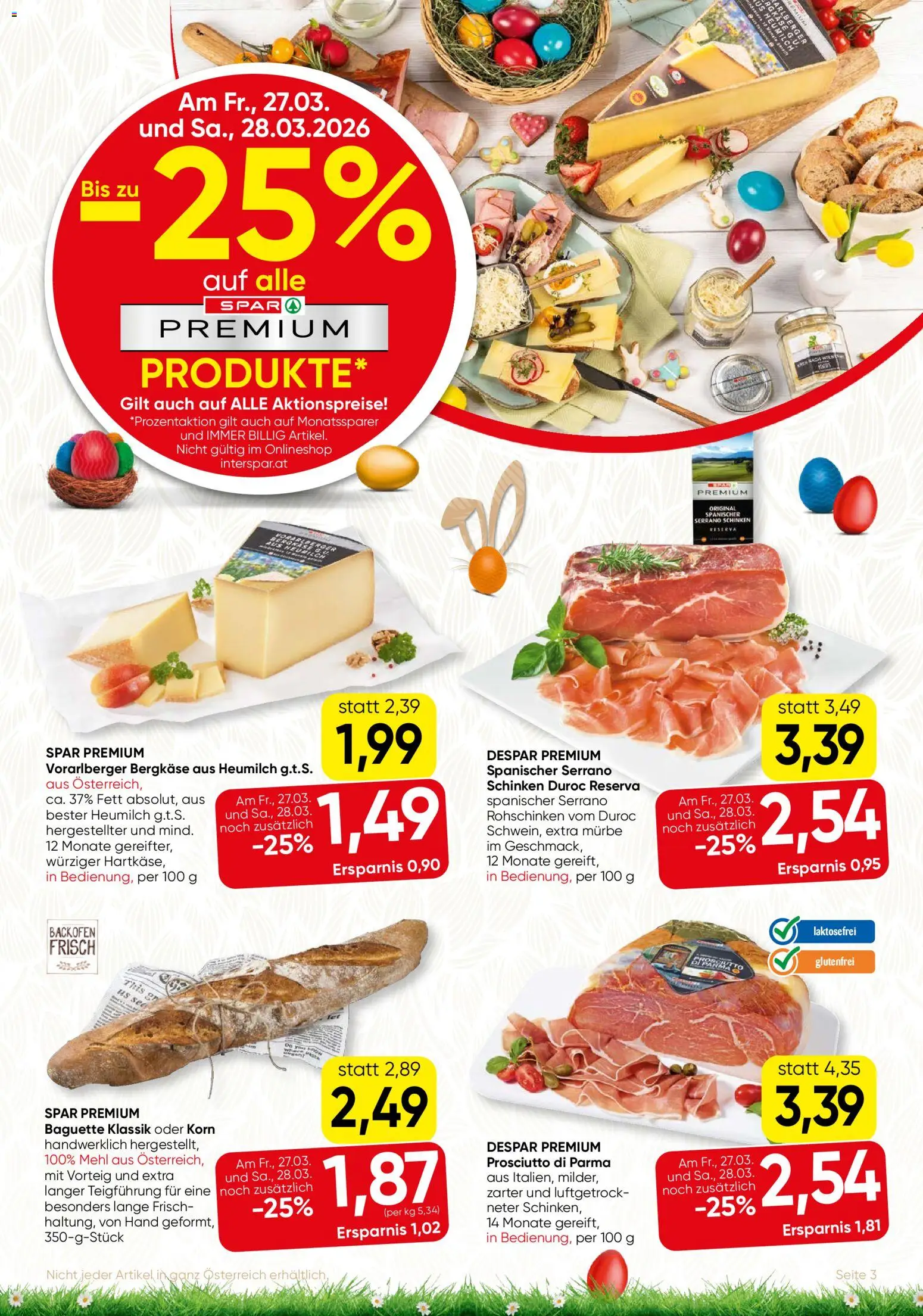 SPAR Gourmet Flugblatt gültig ab 26.03.2026 | Seite: 3 | Produkte: Jääkaappipakastin, Schinken